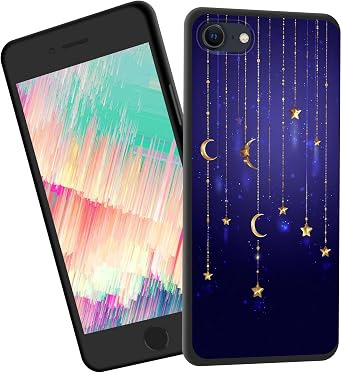 for iPhone 16e Case,Slim Shockproof TPU Soft Rubber Silicone Cover Phone Case for iPhone 16e,Golden Moons and Stars