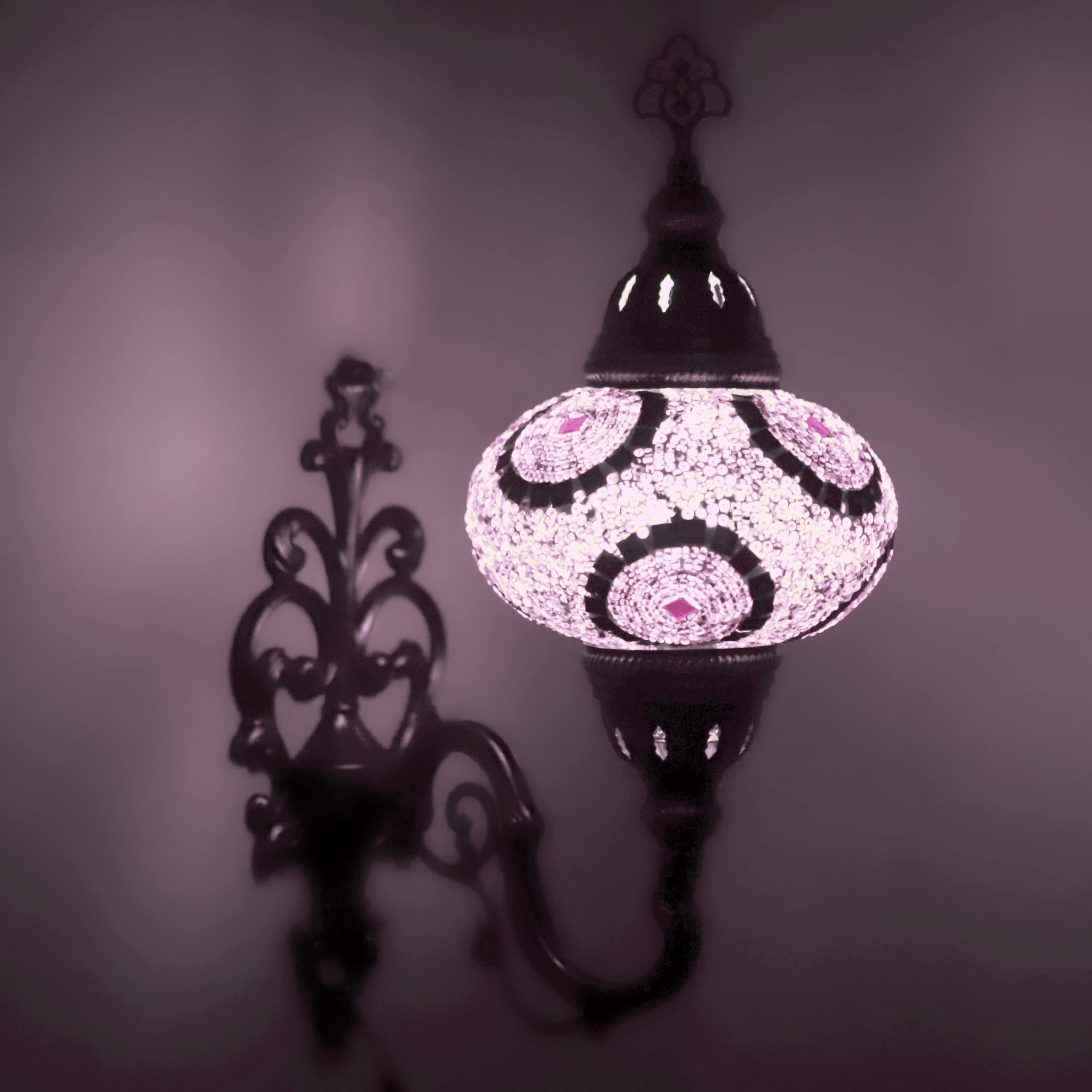 ENVA Turkish Moroccan Style Mosaic Multicolour Wall Sconce Light Lamp Large Globe
