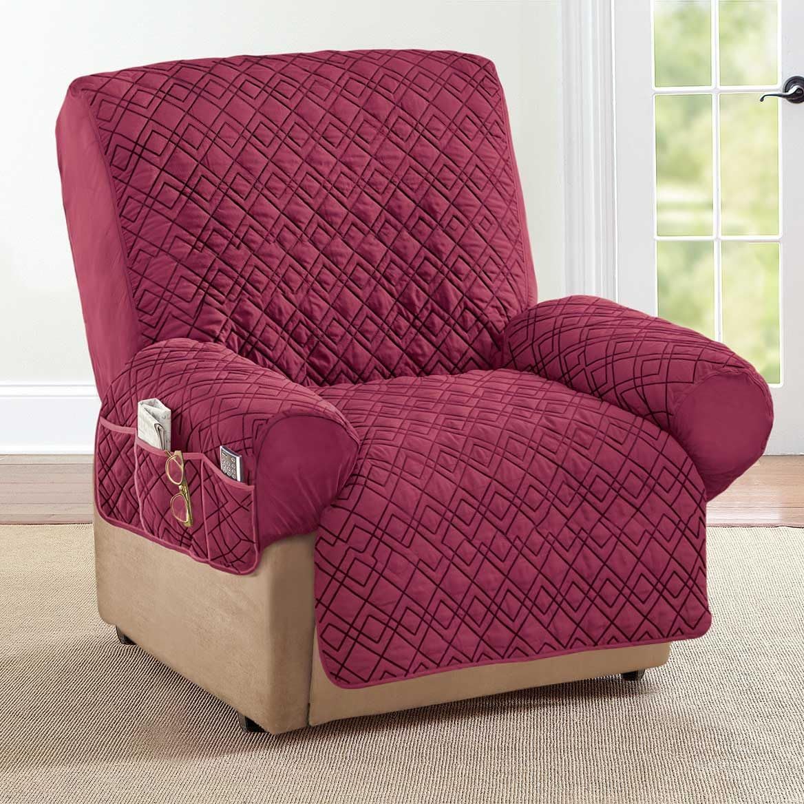 Gajula.Enterprises Stretch Storage Recliner Cover – Burgundy Quilted Furniture Protector 34"W x 86 1/2"L