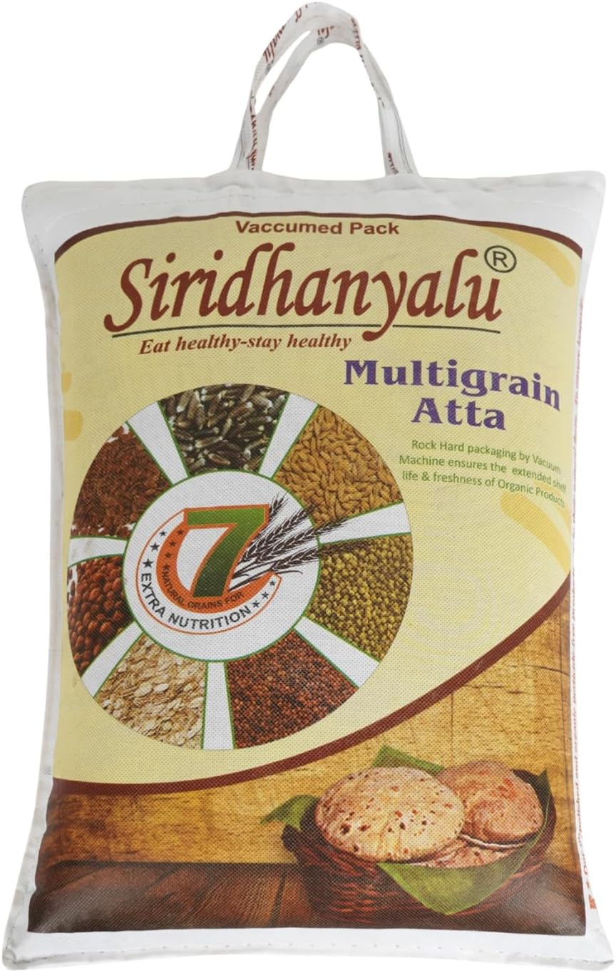 SIRIDHANYALU Multigrain Mixed Millet Flour (Atta) Gwt. 4Kg | Siridhanyalu Nature's Super Foods Mixed Multi Millet Flour Multi Millet Powder (3600) New Tech Rock-Hard Vacuumed Pack