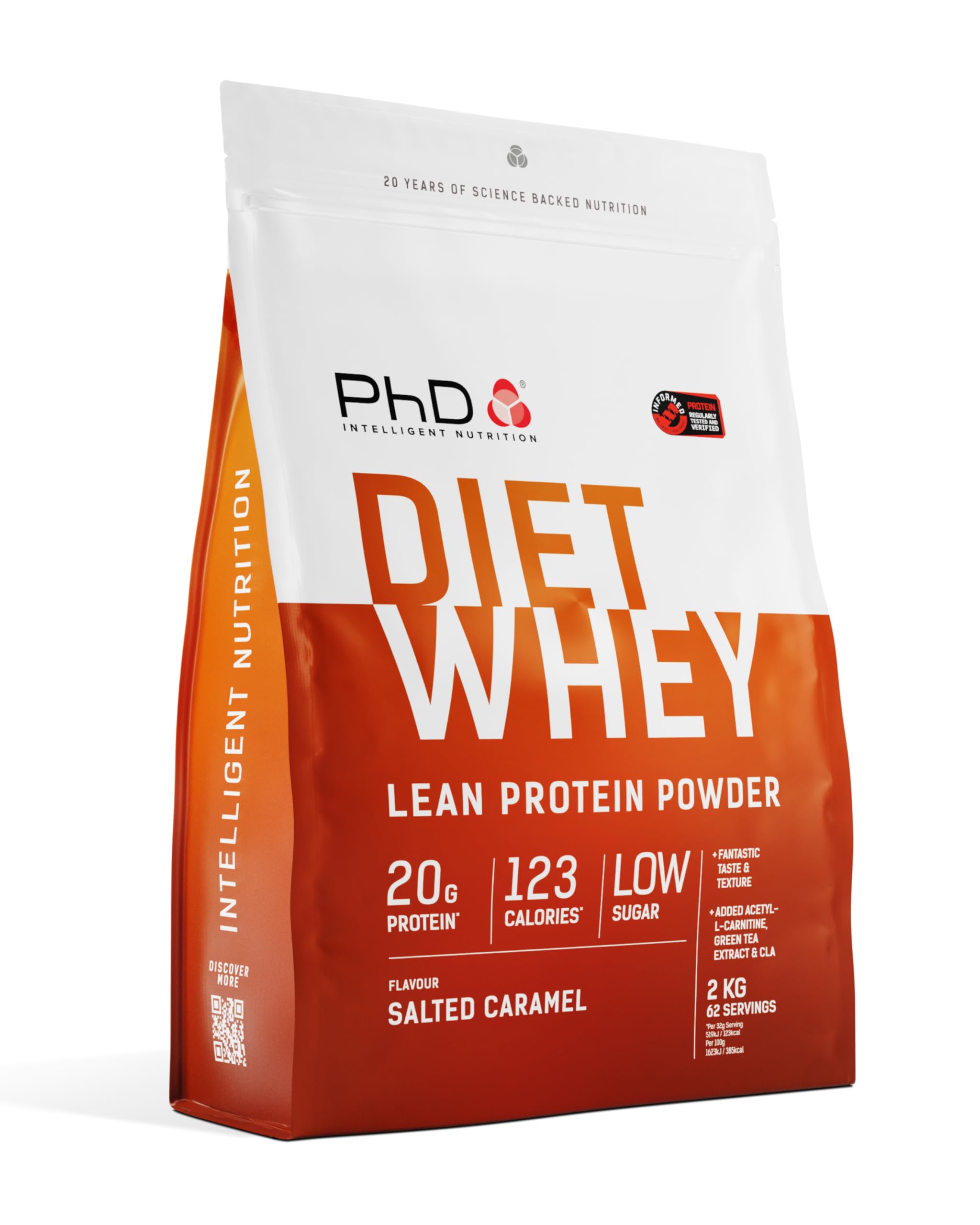 Nutrition Diet Whey Low Calorie Protein Powder, Low Carb, High Protein Lean Matrix, Salted Caramel Diet Whey Protein Powder, High Protein, 62 Servings Per 2 kg Bag