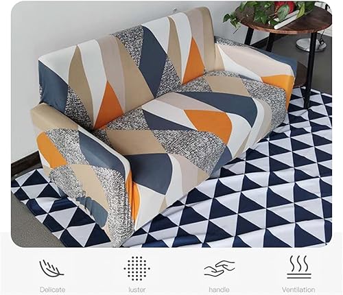 Miniatura 5 de JABSY Funda de sofá estampada de lana elástica, paquete completo, funda de sofá antideslizante con reposabrazos (color  E, tamaño 2 plazas)