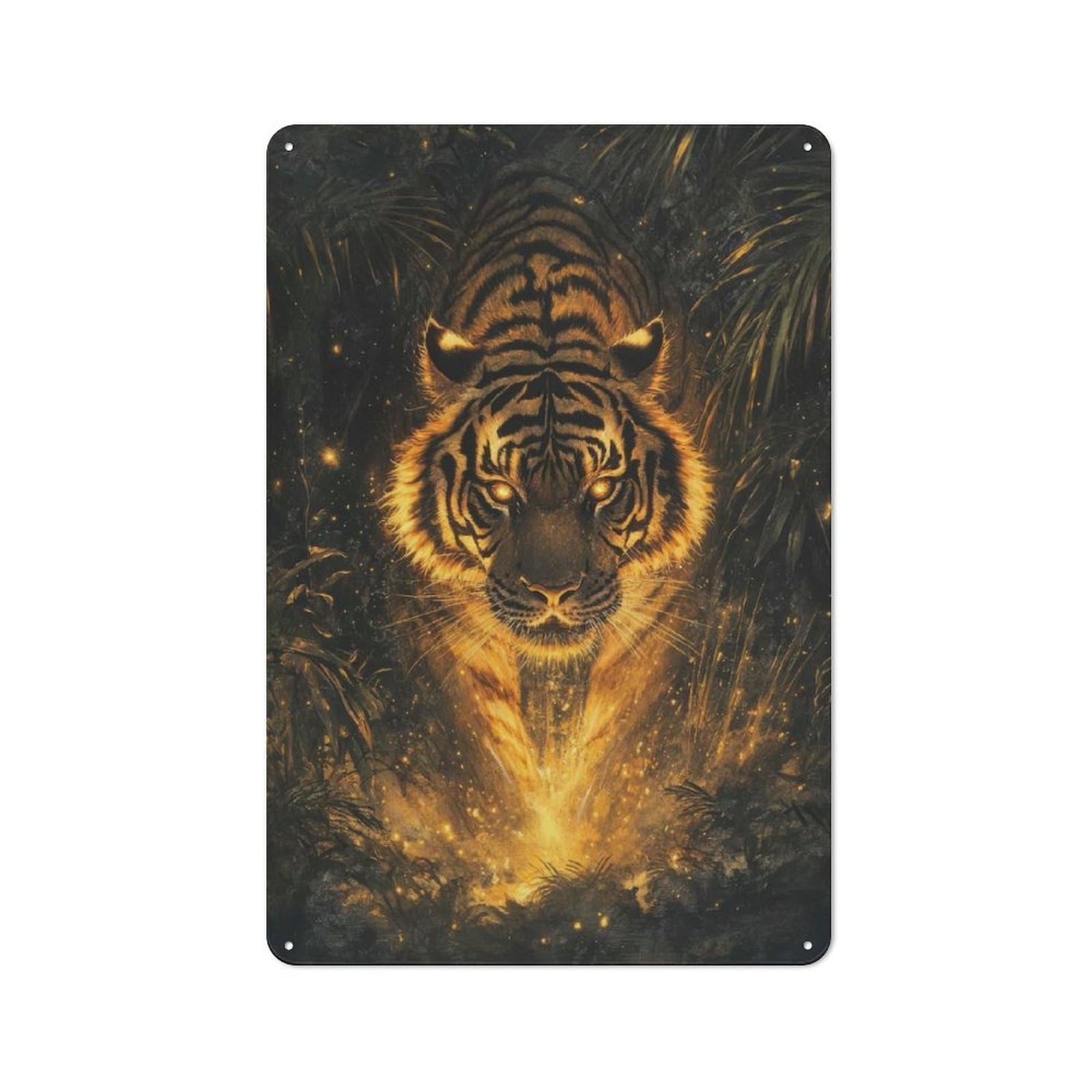 Retro Metal Sign 30x20cm Featuring Fiery Tiger for Workshop Wall, for Kitchen, Dining Room And Home Bar Wall Decor