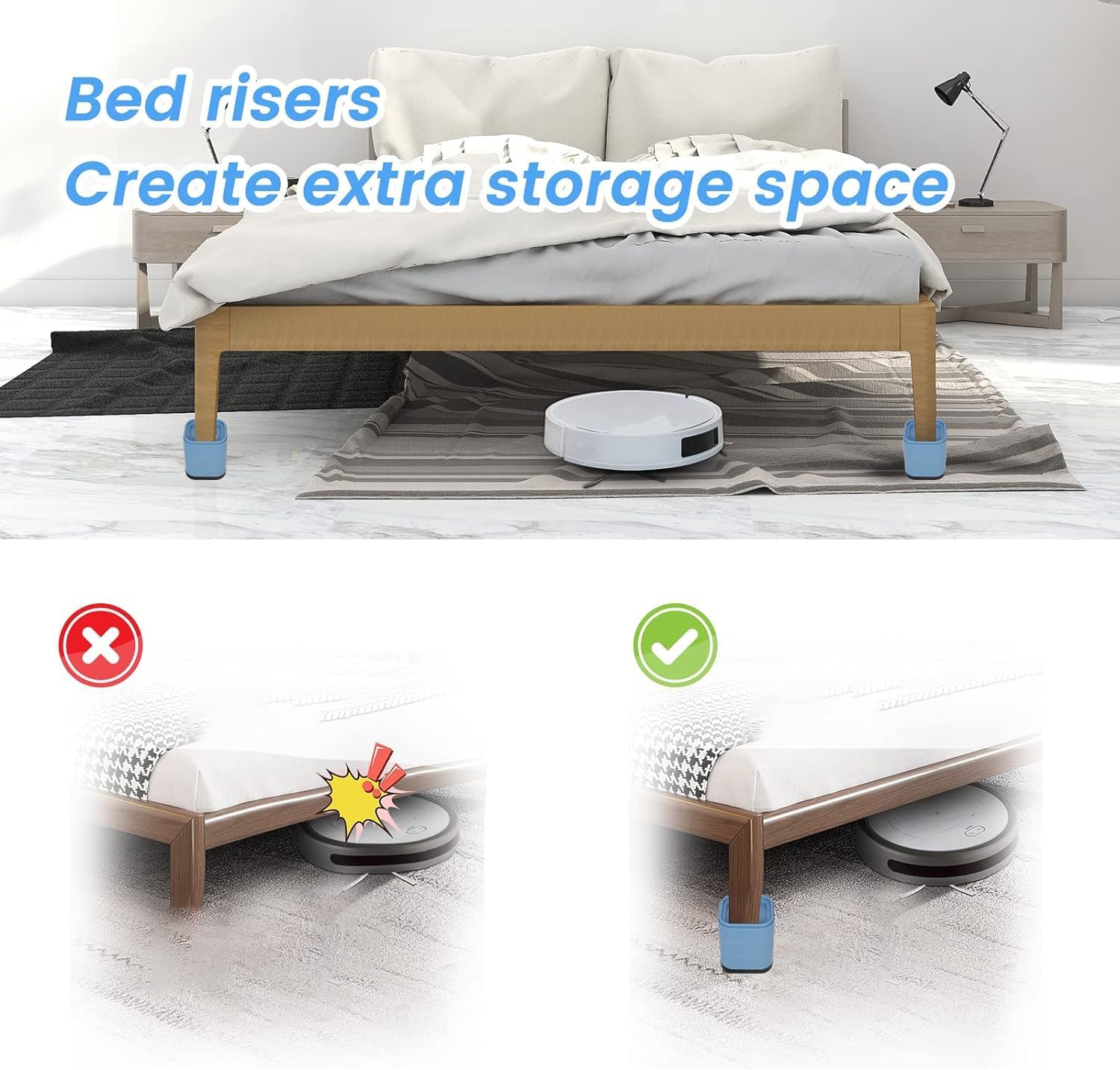 CEPLO Bed & Furniture Risers Heavy-Duty Adjustable Leg Extenders for Beds,Tables, Sofas,Chairs Non-Slip,Anti-Vibration Square Base Riser Stand for Home Use Washing Machine Ped (Pack of 8) 3