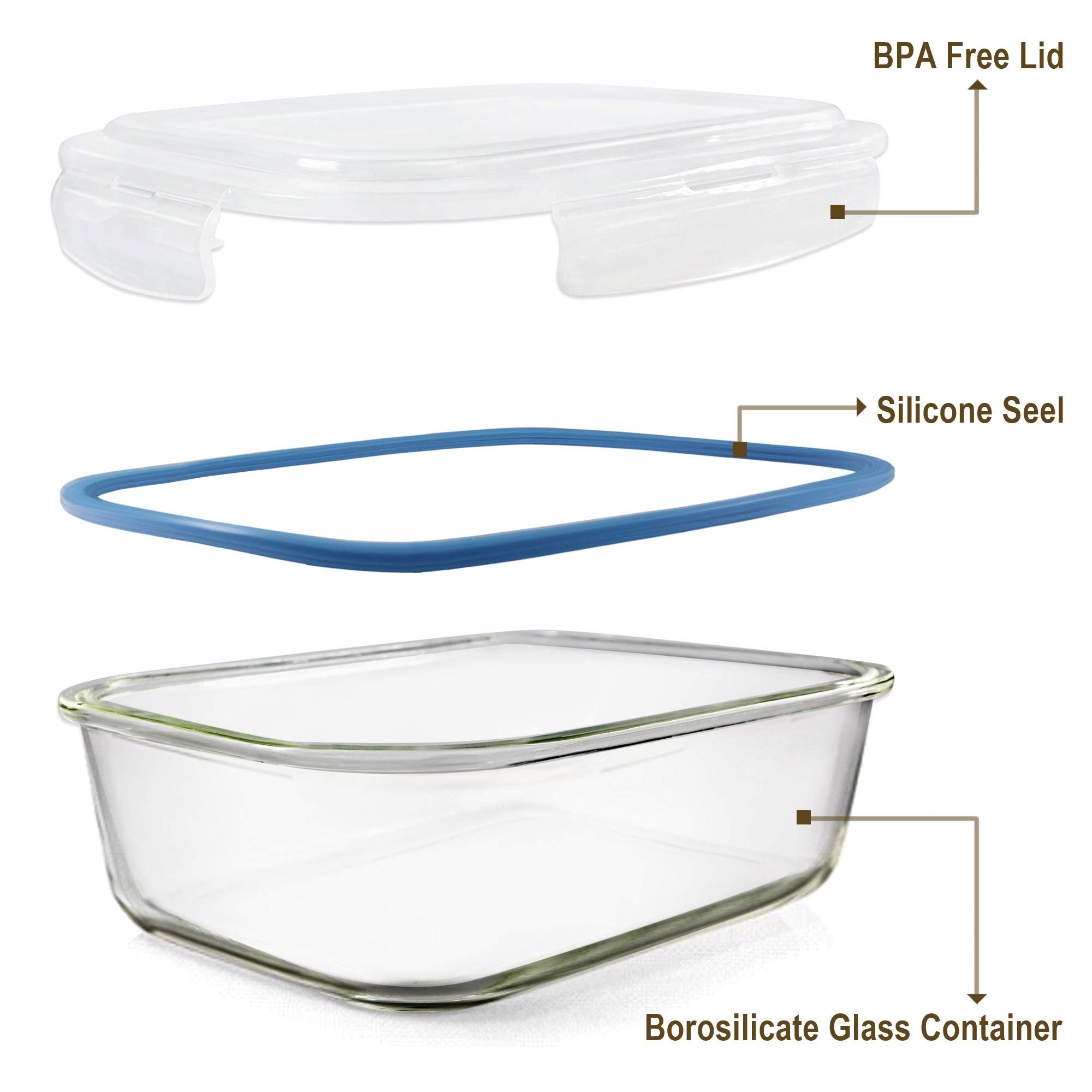 Amazon.co.jp: EcoEvo ガラス製食品保存容器セット Lサイズ