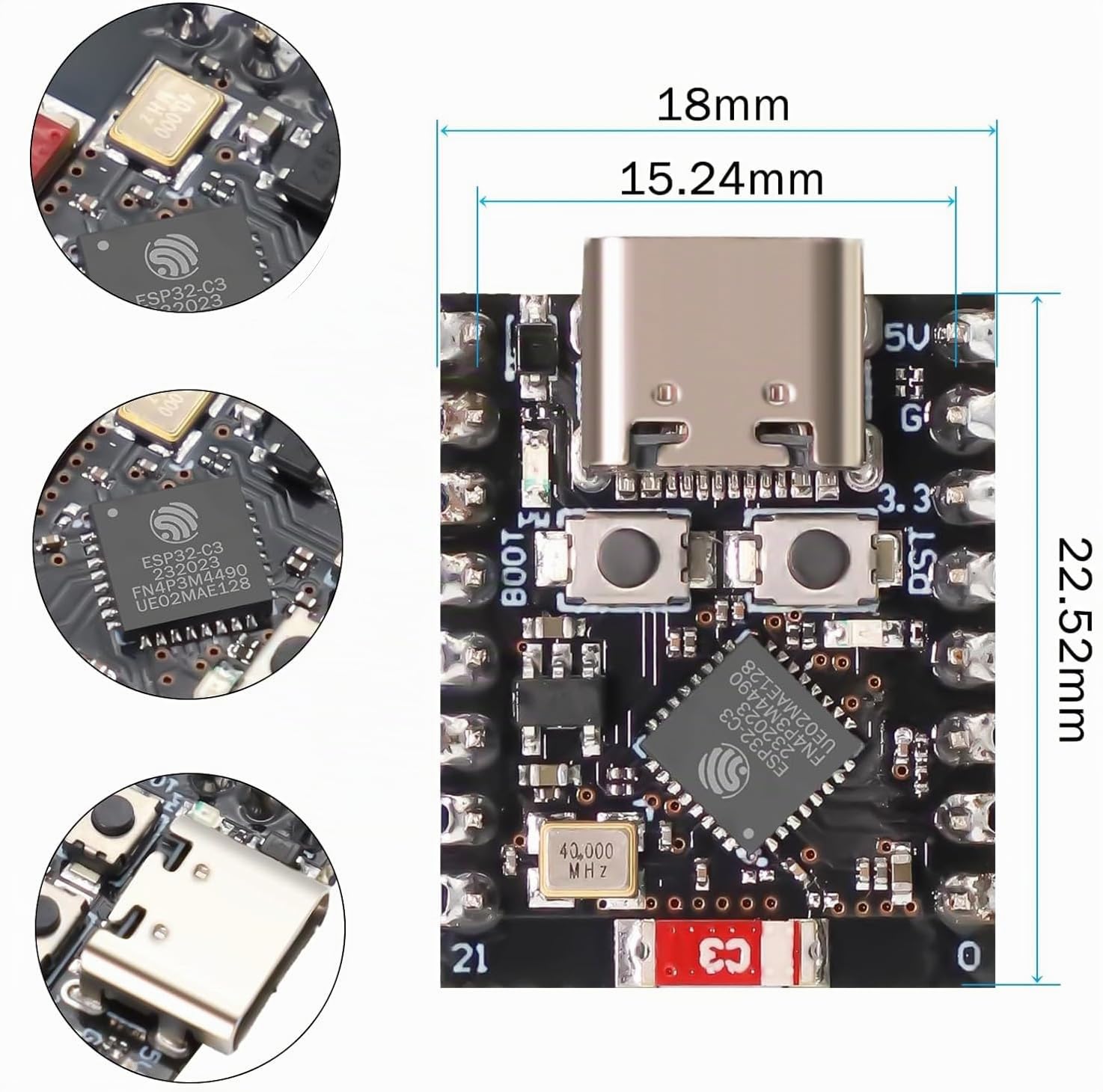 ESP32 C3 Mini Scheda di sviluppo WiFi Bluetooth Compatibile con Arduino 2PCS
