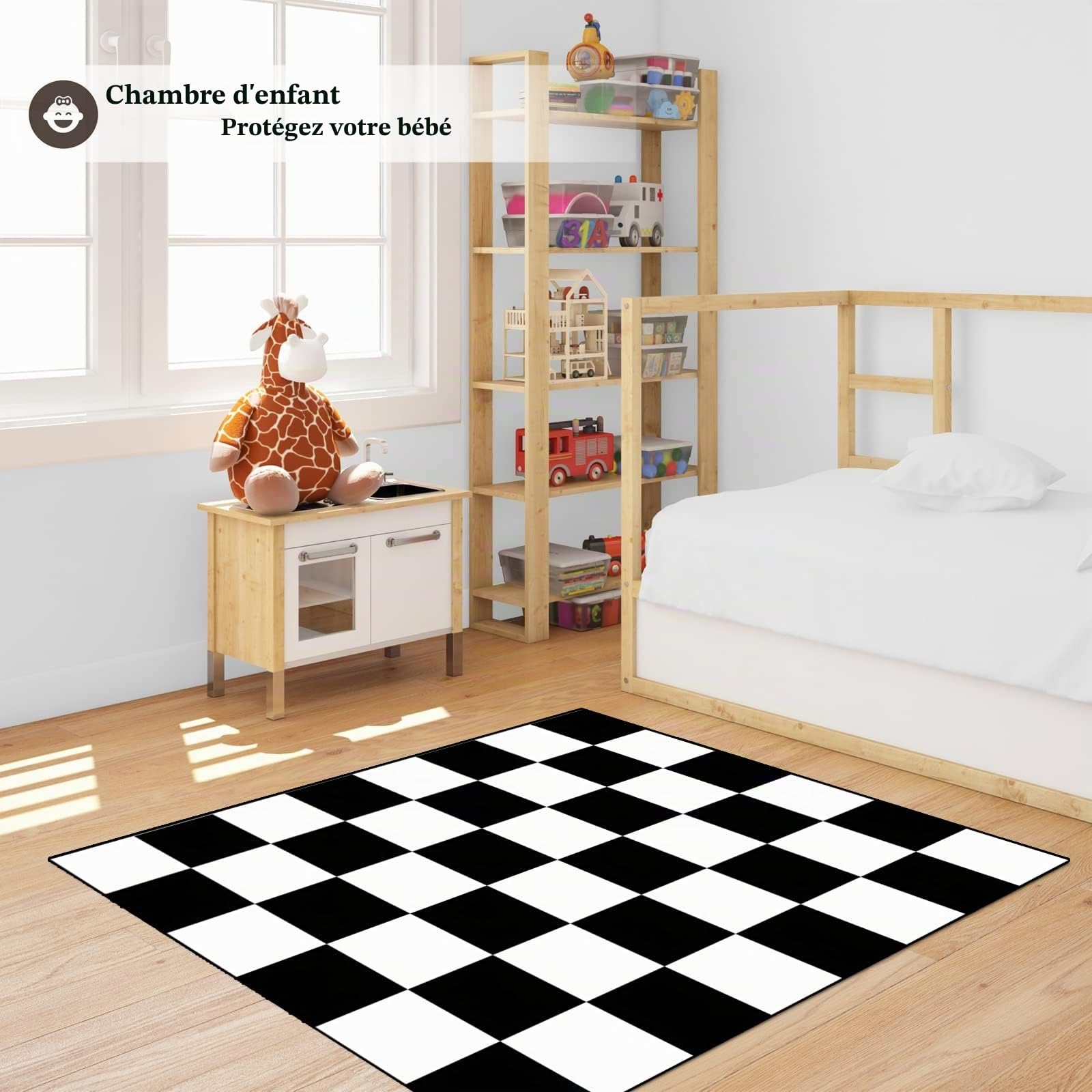 Tapis Damier Noir Et Blanc - Tapis Salon Grand, Chambre Adulte - Blanc, 160X230cm