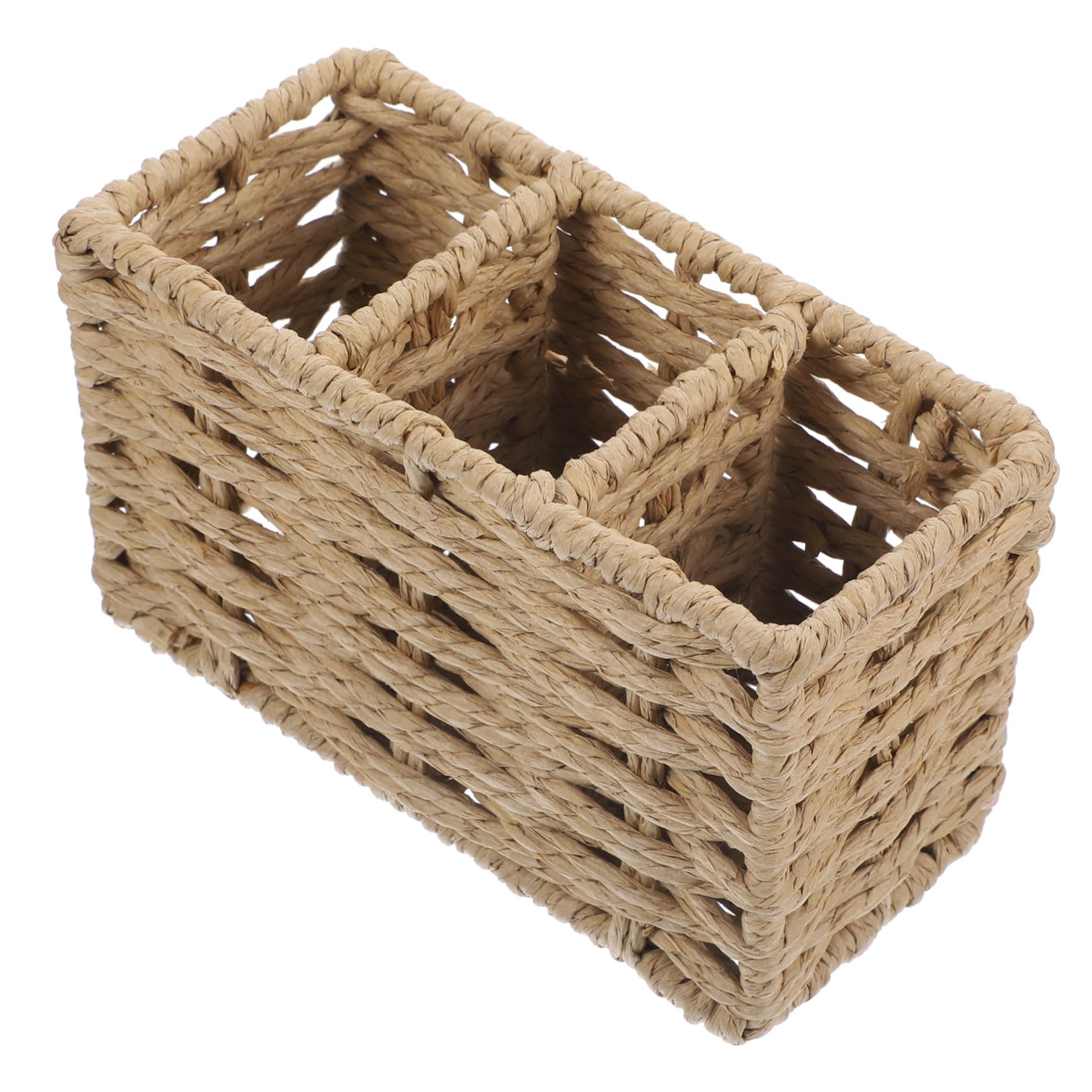 Cabilock Soporte para Cubiertos Multifunción de Papel Trenzado Beige, Organizador Compacto para Utensilios de Cocina, Porta Cubiertos Ligero para Mesas y Encimeras, Adecuado para Hogar