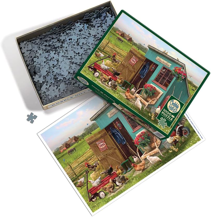 Cobble Hill 1000 Piece Puzzle - The Happy Hen House - Sample Poster Included