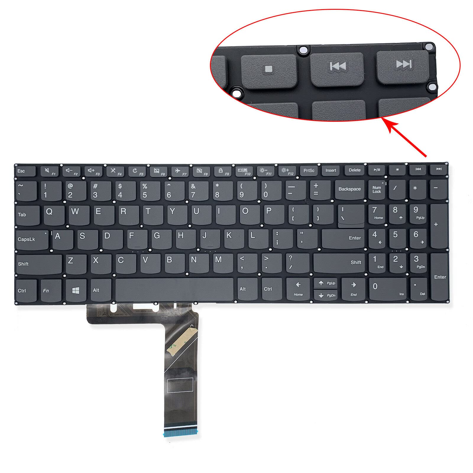 Sanj8 Replacement Grey Colour Keyboard for Lenovo 330S-15 ISK