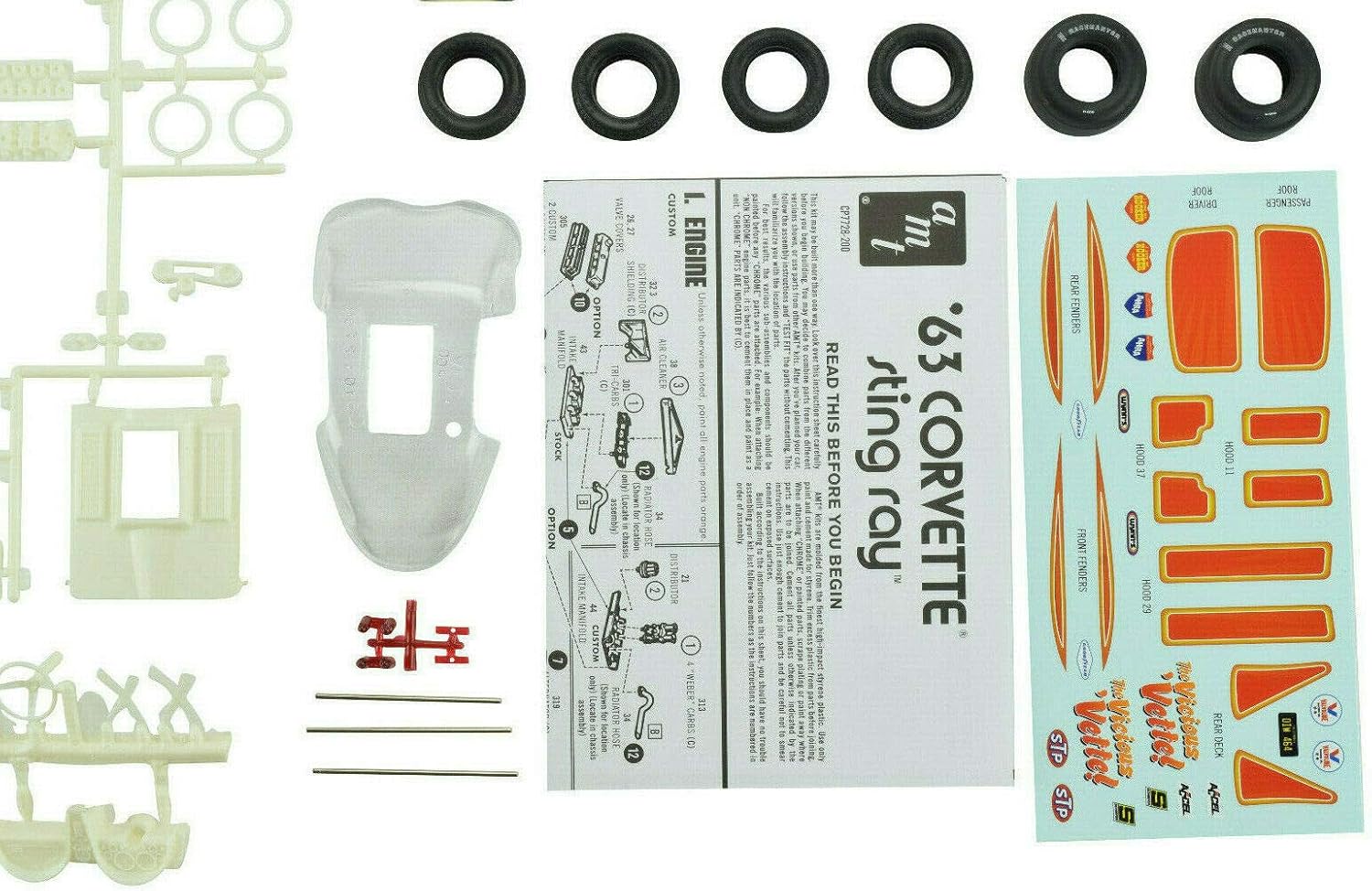 AMT/Premium Hobbies 1963 Corvette Sting Ray 1:25 Plastic Model Car Kit CP7728 - Image 9