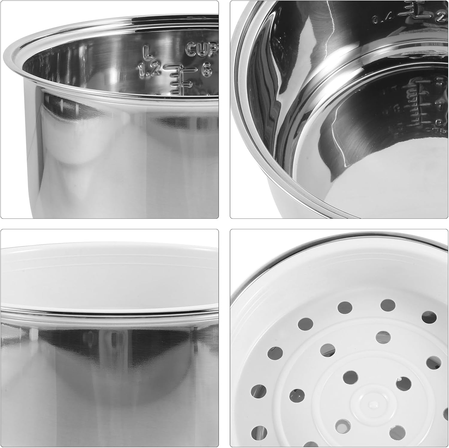 Ciieeo 3L Rice Cooker Inner Pot Replacement Stainless Steel Interior Cooking Pot Liner Non Stick Electric Cooker Pot Liner Insert Container for Kitchen Pressure Cooker Rice Maker
