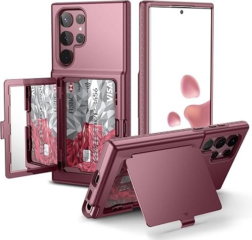 Miniatura 8 de WeLoveCase Funda para Samsung Galaxy S22 Ultra con tarjetero y espejo oculto, protección completa a prueba de golpes, diseñada para Samsung Galaxy