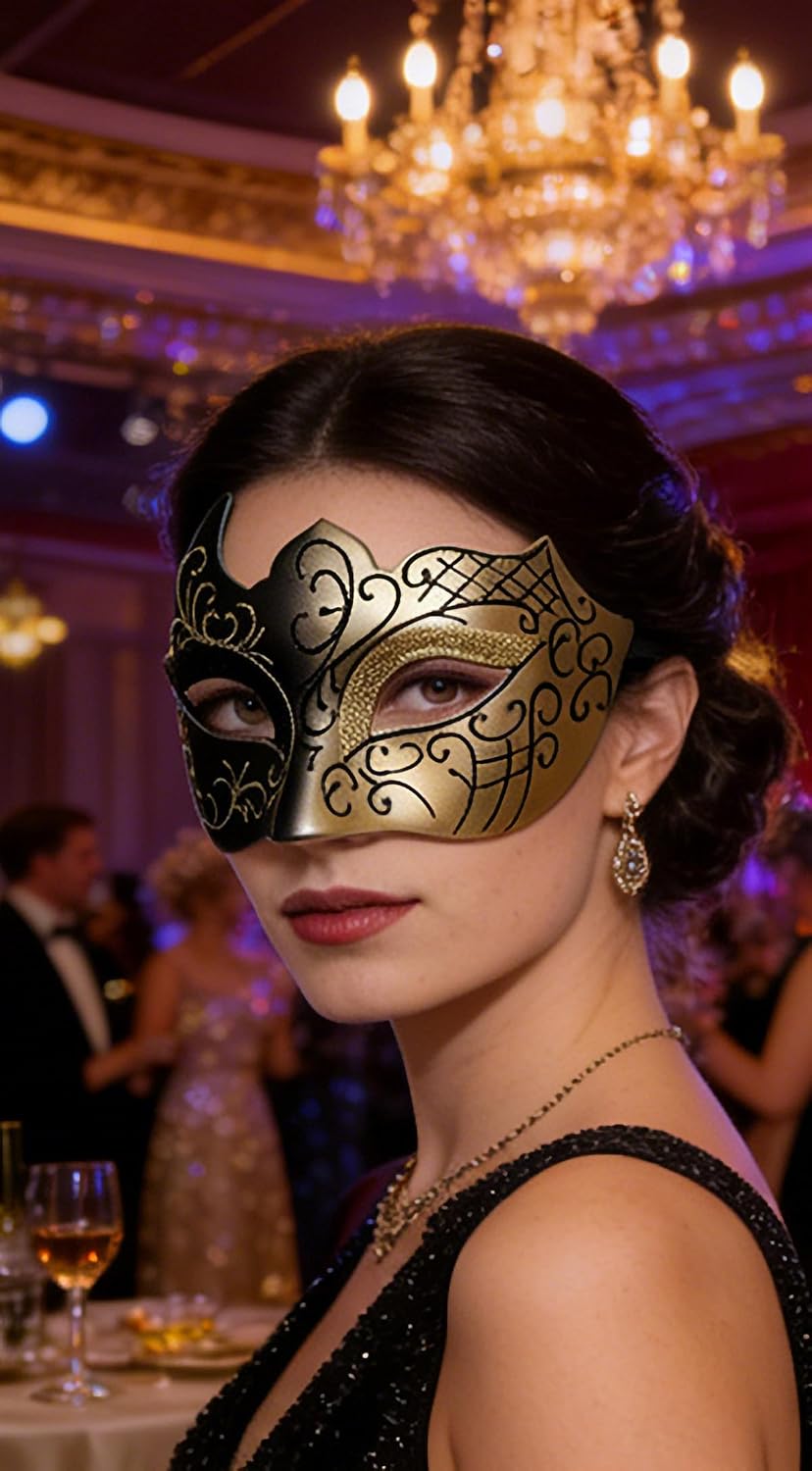 Masquerade Mask for Men Women Couple, Venetian Carnival Mask for Mardi Gras, Halloween, Party Prom Ball Costume