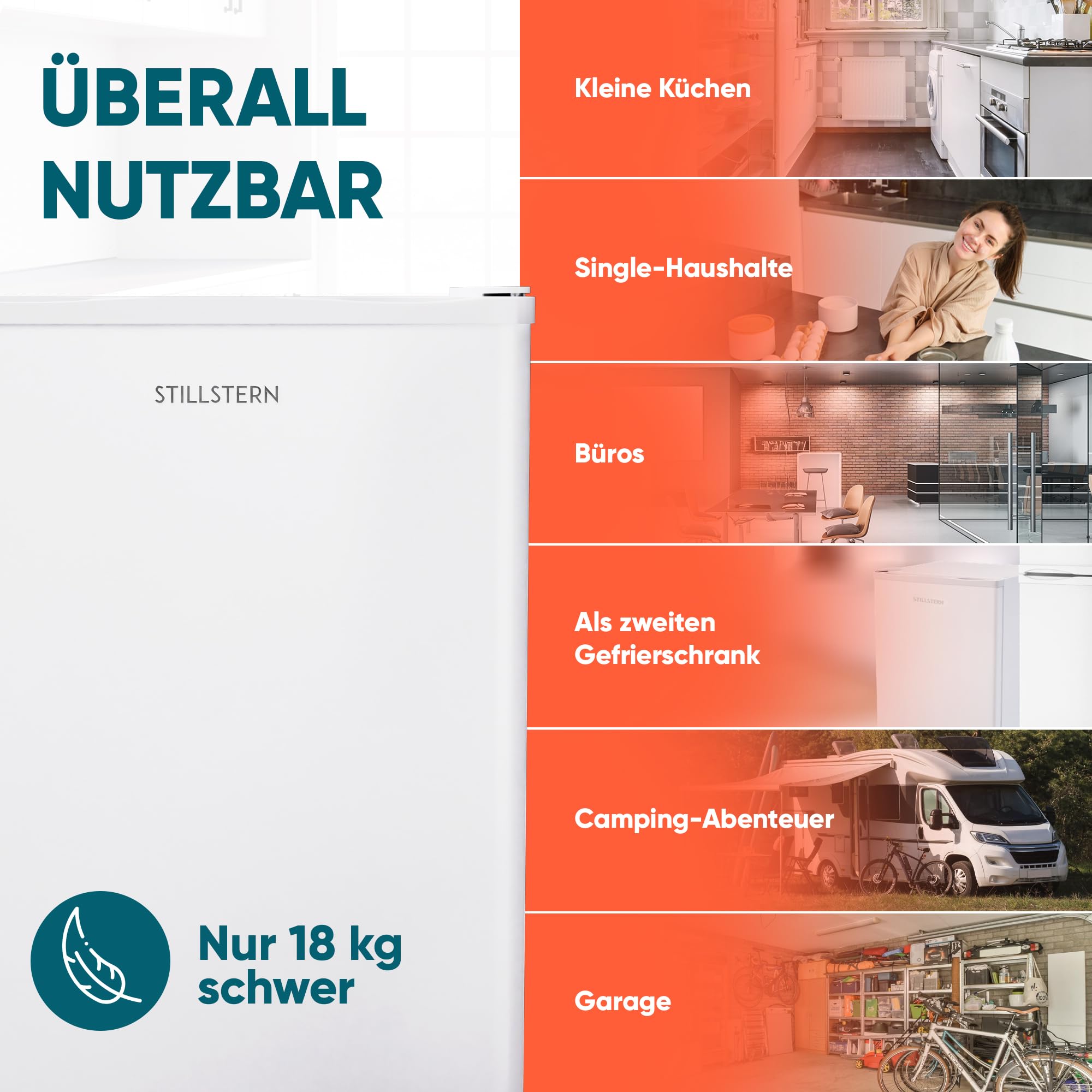 Stillstern Mini Gefrierschrank 42L -18°C 4-Sterne Tiefkühlschrank Weiß