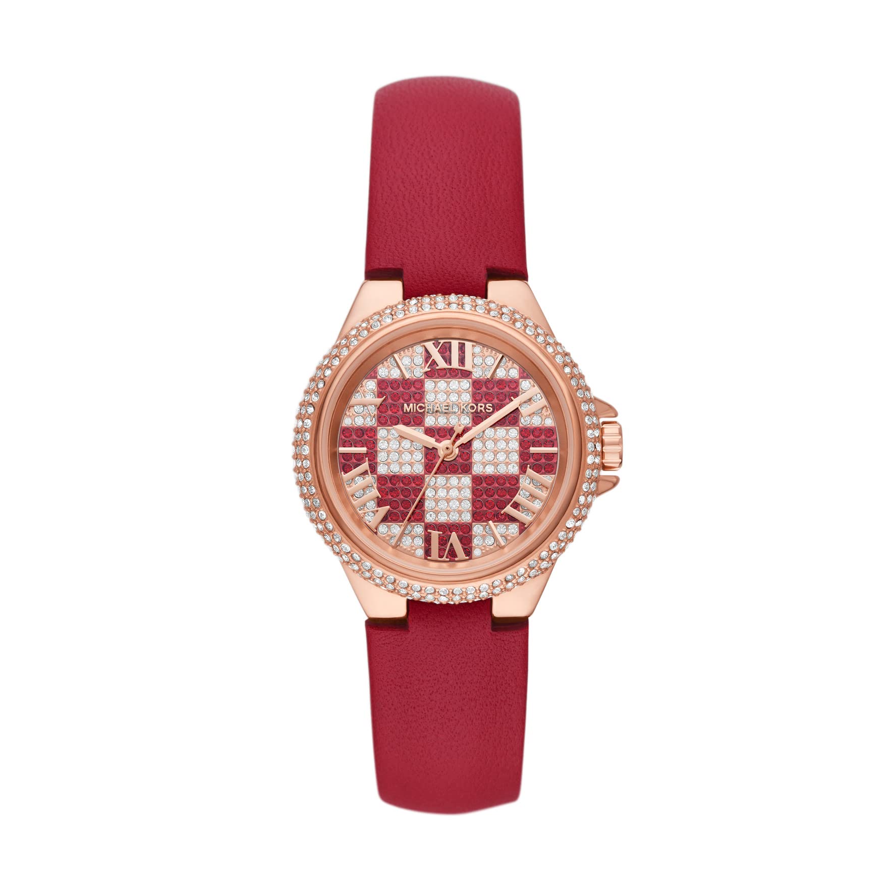 Michael Kors Leather Camille Analog Multi-Colour Dial Women Watch-Mk4701, Red Band