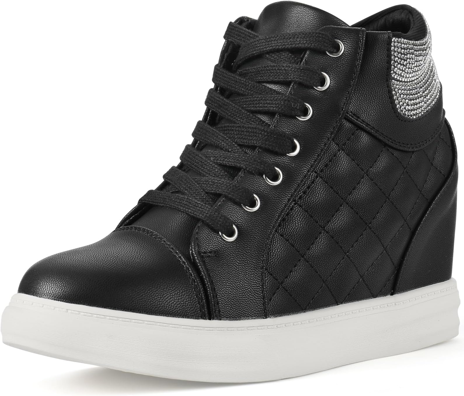 Ckrola Womens Fashion Platform Shoes Hidden Wedge Heel High Top Sneakers for Women Platform Boots Working Shoes Women