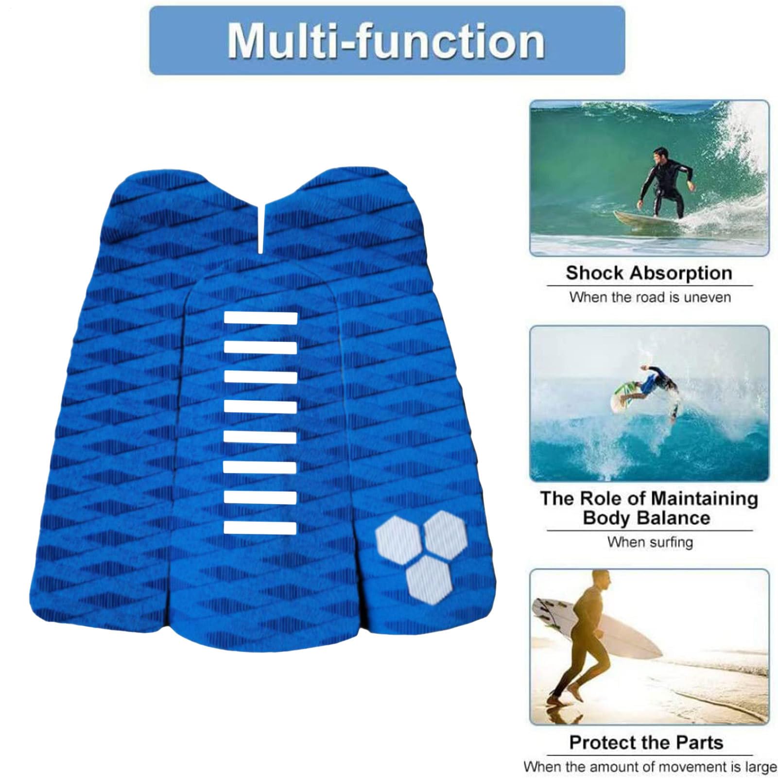 3 Pièces Pad de Traction pour Planche de Surf - Grip Antidérapant en Mousse EVA | Tapis de Pont pour Surf et Paddle Śup | Améliore l'Adhérence et l'Efficacité de Pagayage, Design Réglable, Accessoire
