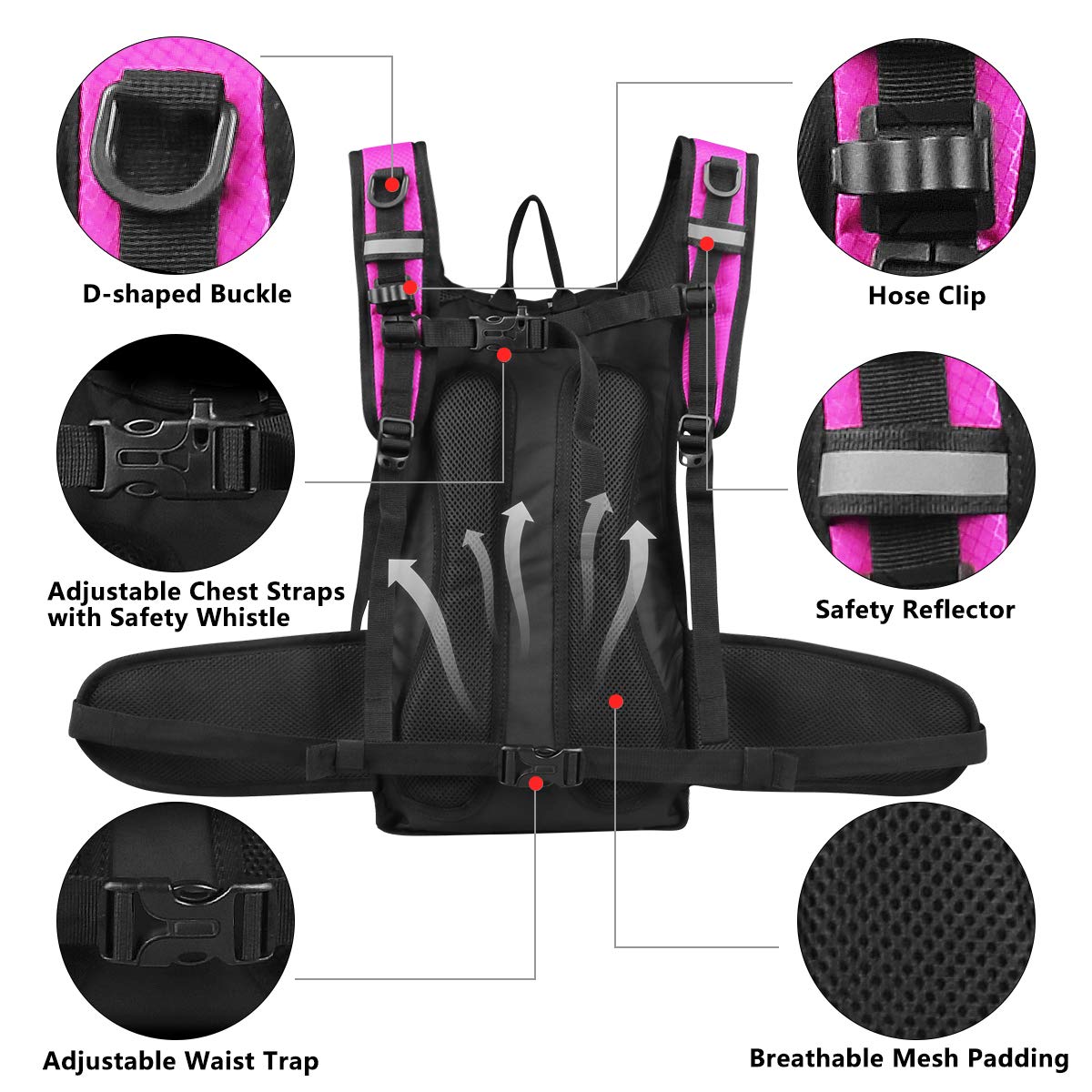 Sac à dos d'hydratation isotherme avec poche à eau de 3 L sans BPA, garde les liquides au frais jusqu'à 5 heures, sac à dos pour la randonnée, la course, le vélo, la chasse, l'escalade