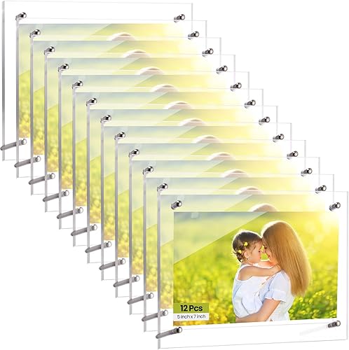 Thyle Marco de fotos acrílico de escritorio de 5 x 7 pulgadas, marcos de fotos acrílicos o marcos de fotos colgantes para montaje en pared, marco de