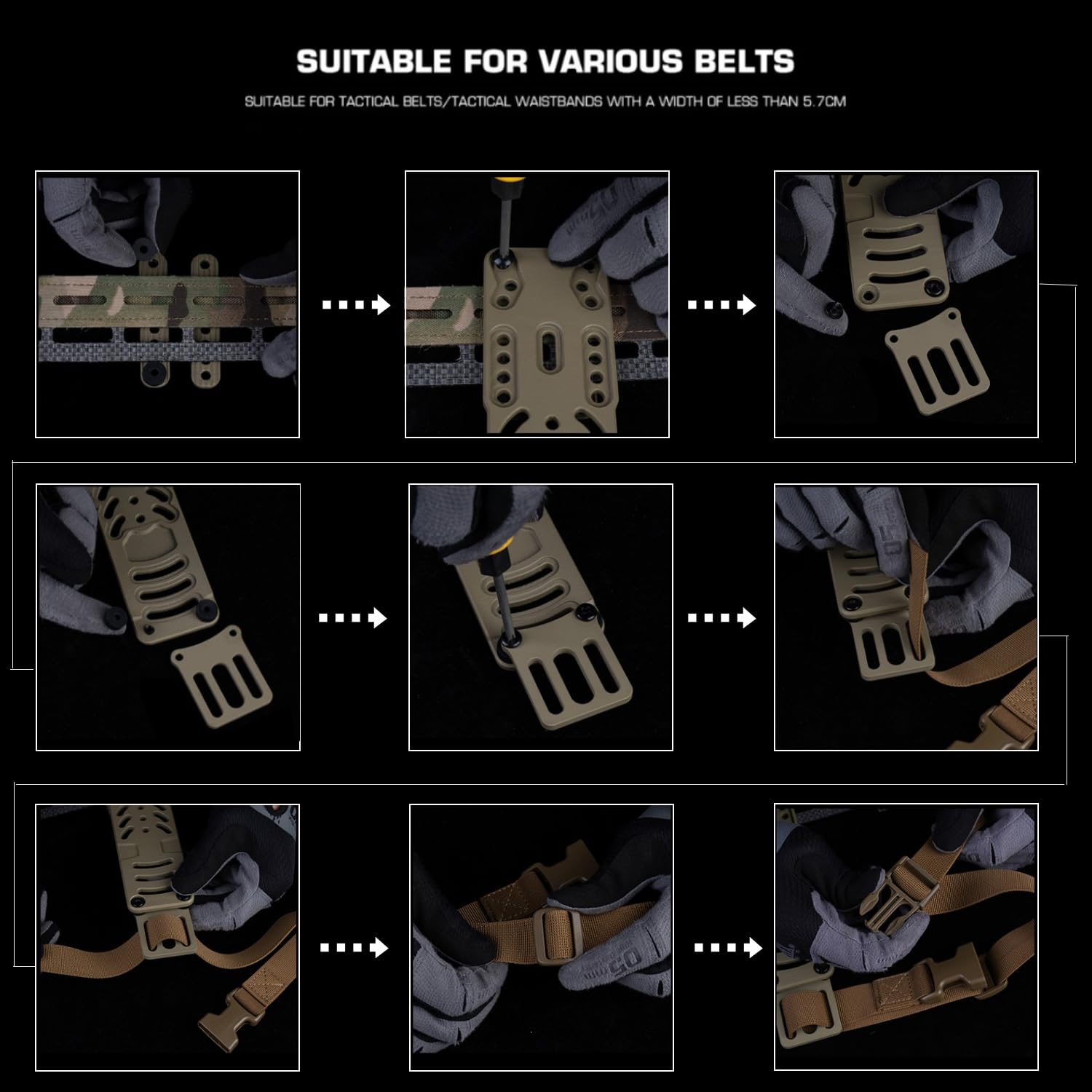 Adaptateur modulaire pour étui à Arme, Adaptateur Tactique pour étui de Jambe pour kit QLS, Accessoire pour Ceinture de Service avec Sangle de Cuisse pour Airsoft, Chasse et tir
