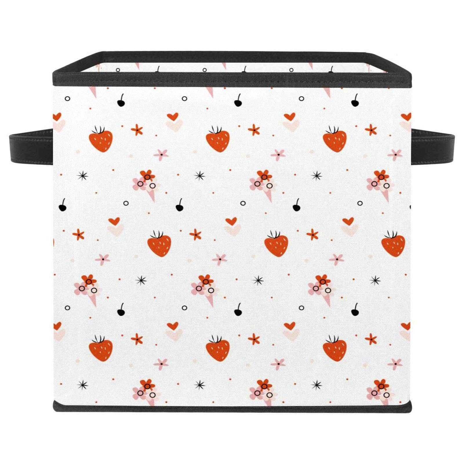 Boîte de rangement pliable fraise et crème glacée cube en tissu pour chambre
