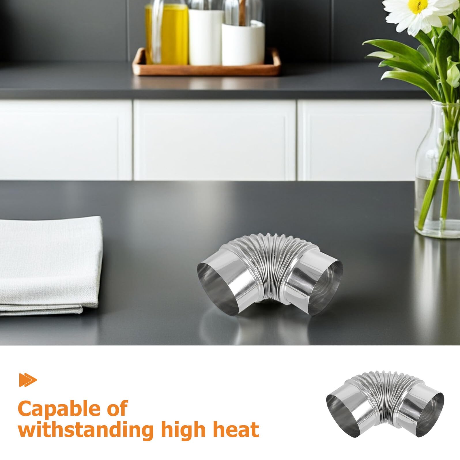 TOPBATHY 4 Pezzi Tubo di Scarico in Acciaio Inox da Gomito Gradi Prolunga Tubo di Ventilazione per Stufa a Legna Resistente alle Alte Temperature per Riscaldamento