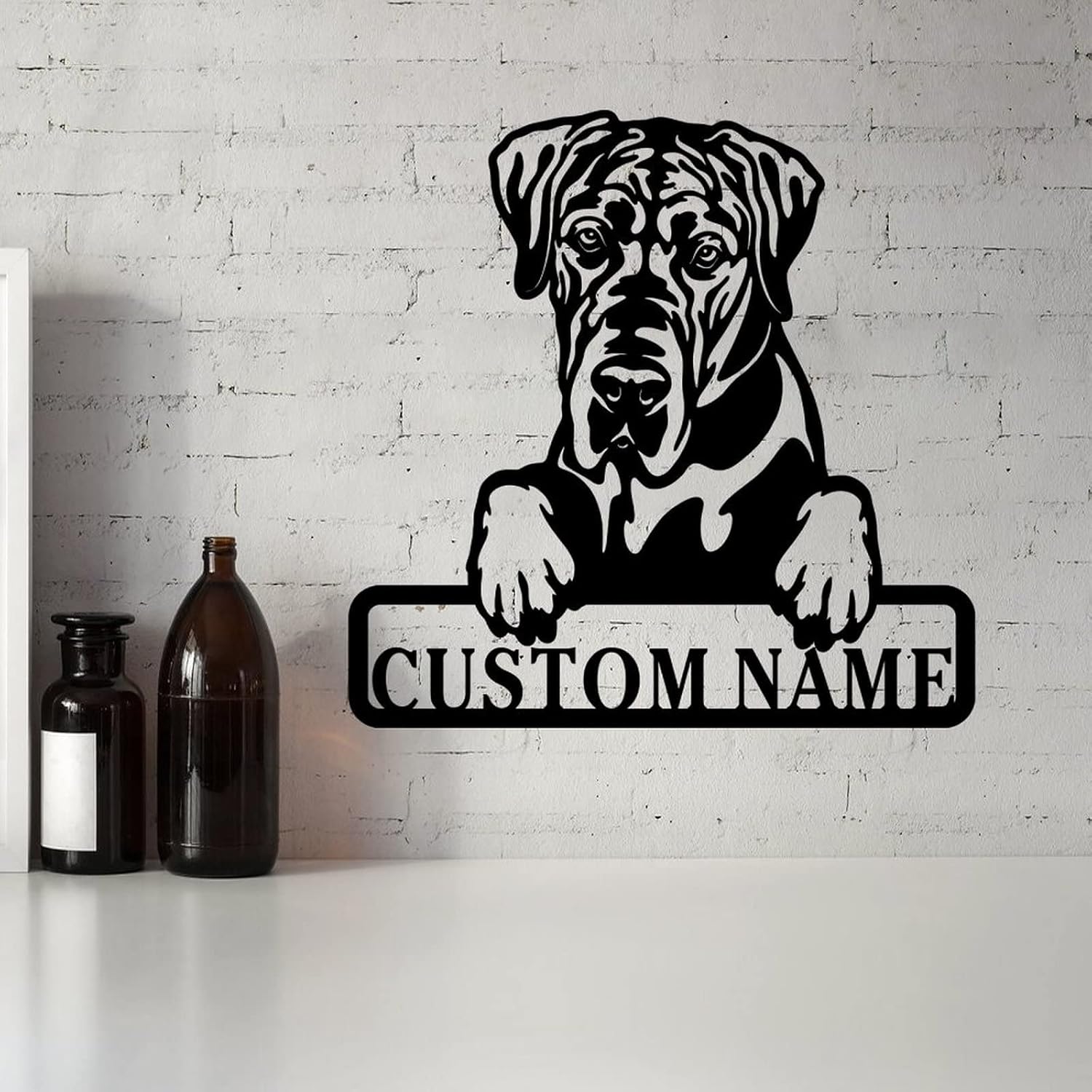 Funlucy Custom Pet Name Sign Dog Silhouette Metal Sign Puppy Metal Wall Art Dog Memorial Plaque Metal Animal Lover Sign Custom Dog Mom Gift Outdoor Home Decor 24in
