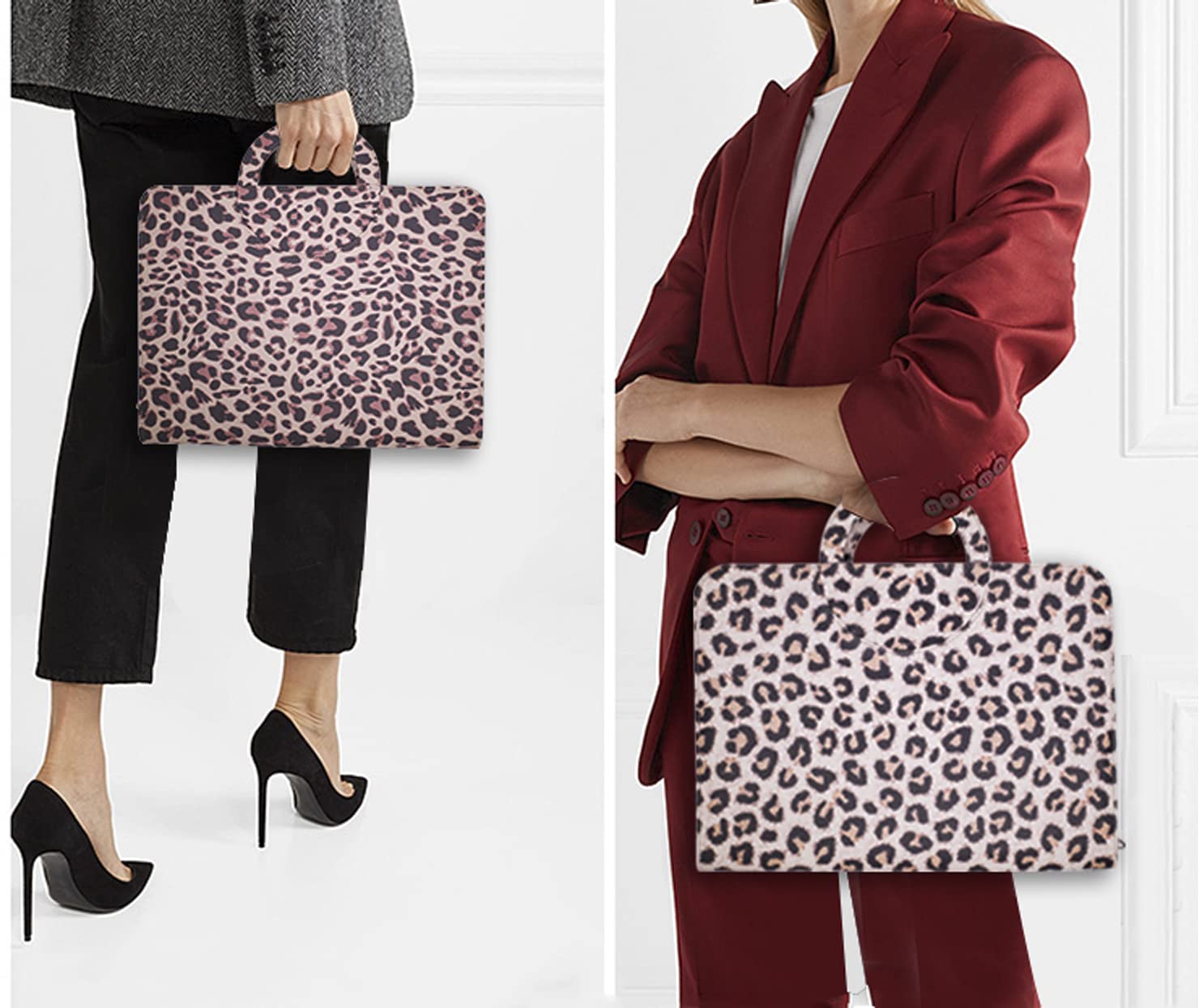 Porte-documents en cuir – Organiseur à fermeture éclair avec poignée dissimulée et presse-papier ou bloc-notes juridique, bureau mignon – Fournitures de cadeaux pour femme