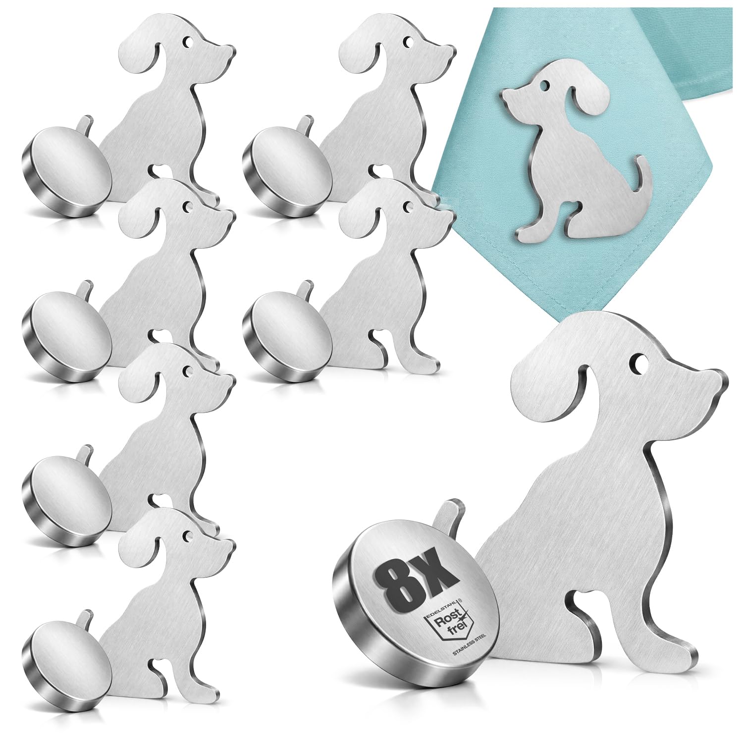 com-four® 8X Tischdeckenbeschwerer - Tischtuchgewichte aus Edelstahl - magnetische Tischtuchklammer - ca. 50 g