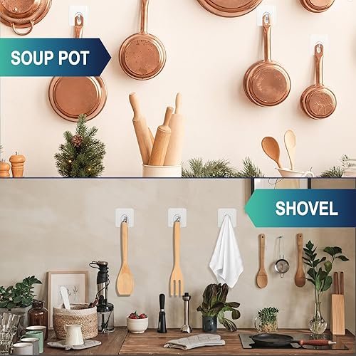 Miniatura 6 de Command - Paquete de 40 ganchos de pared transparentes, pequeños ganchos adhesivos de plástico para colgar para el baño y la cocina con pared sin