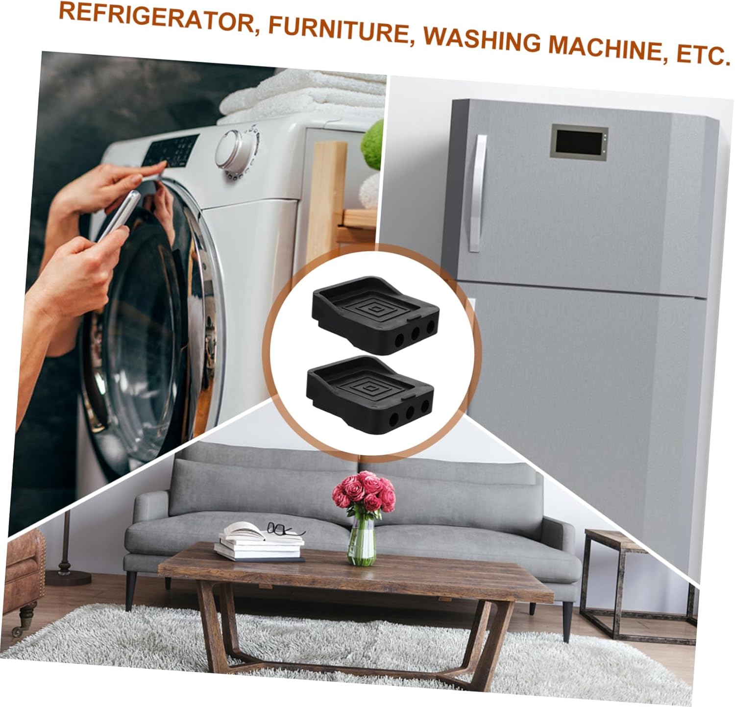 8pcs Non- -Skid Pads for Appliances Furniture Feet Reinforcement Mats for Washing Machine Refrigerator Shock-Absorption Load-Bearing