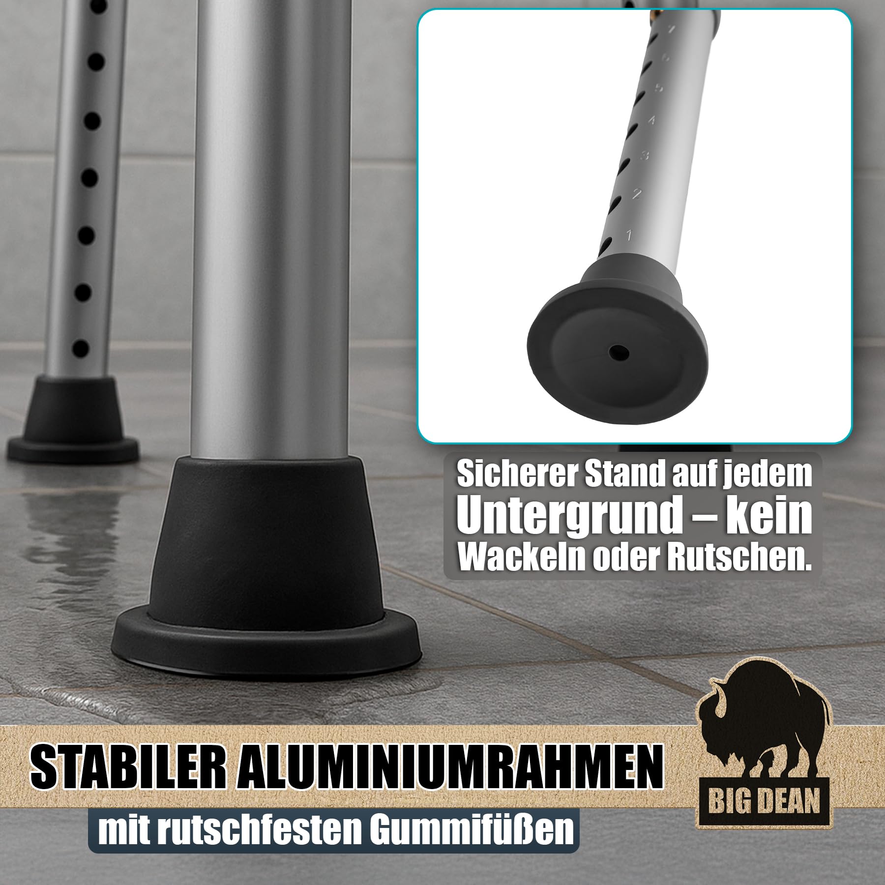 Duschhocker 360° drehbarer belastbarer Duschstuhl bis 136 kg höhenverstellbarer Duschhocker. rutschfest durch Gummifüße