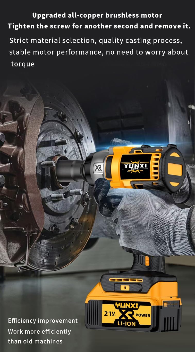 21V Cordless Impact Wrench and Drill Set with Battery and Quick Charger | Suitable for Car Repair, DIY, and Father's Day Gifts (Cordless drill + battery*1)