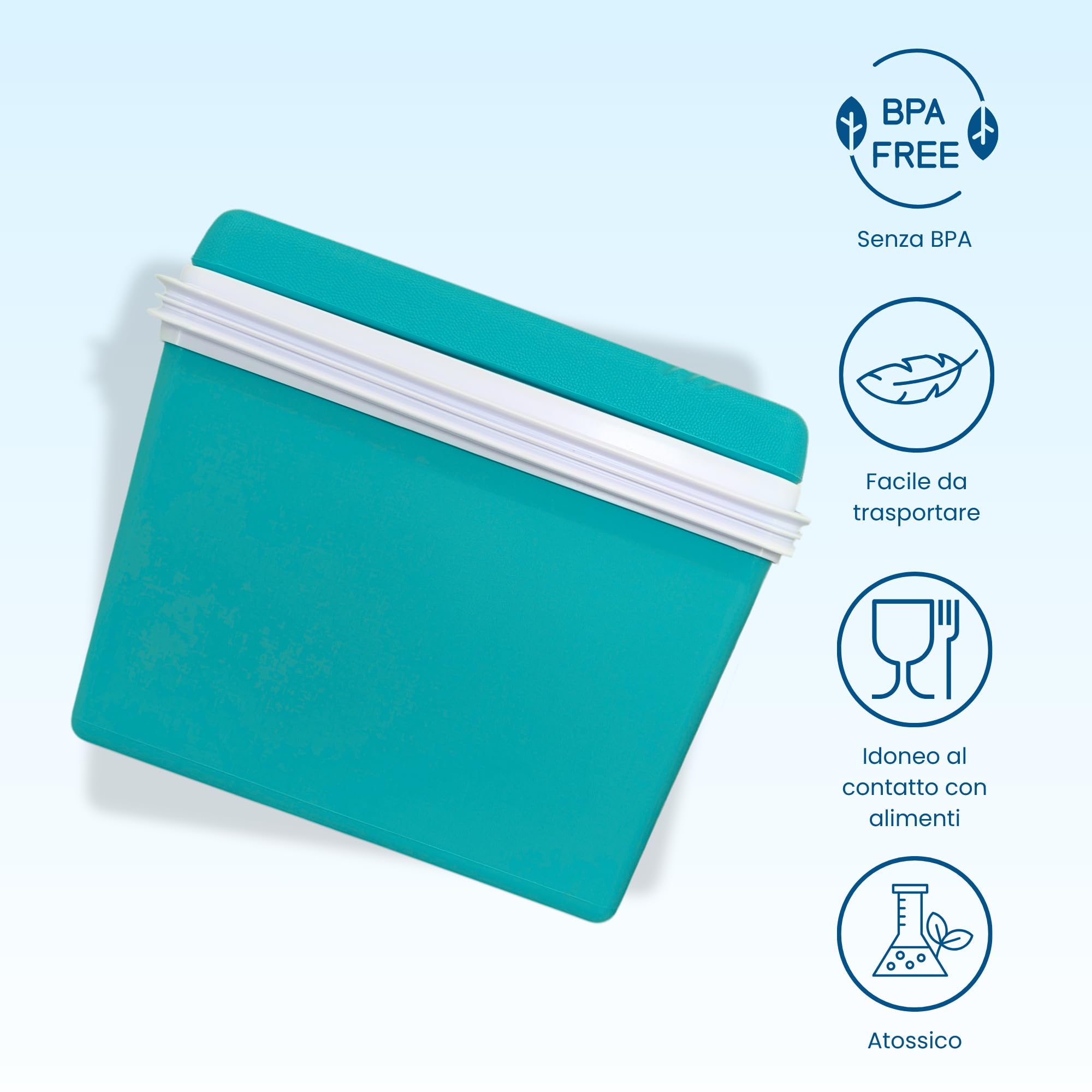 Contenitore refrigerante passivo 35 l, scatola termica portatile senza corrente, scatola da campeggio per auto, picnic e spiaggia – formaggio compatto con coperchio – Kamai Coolbox
