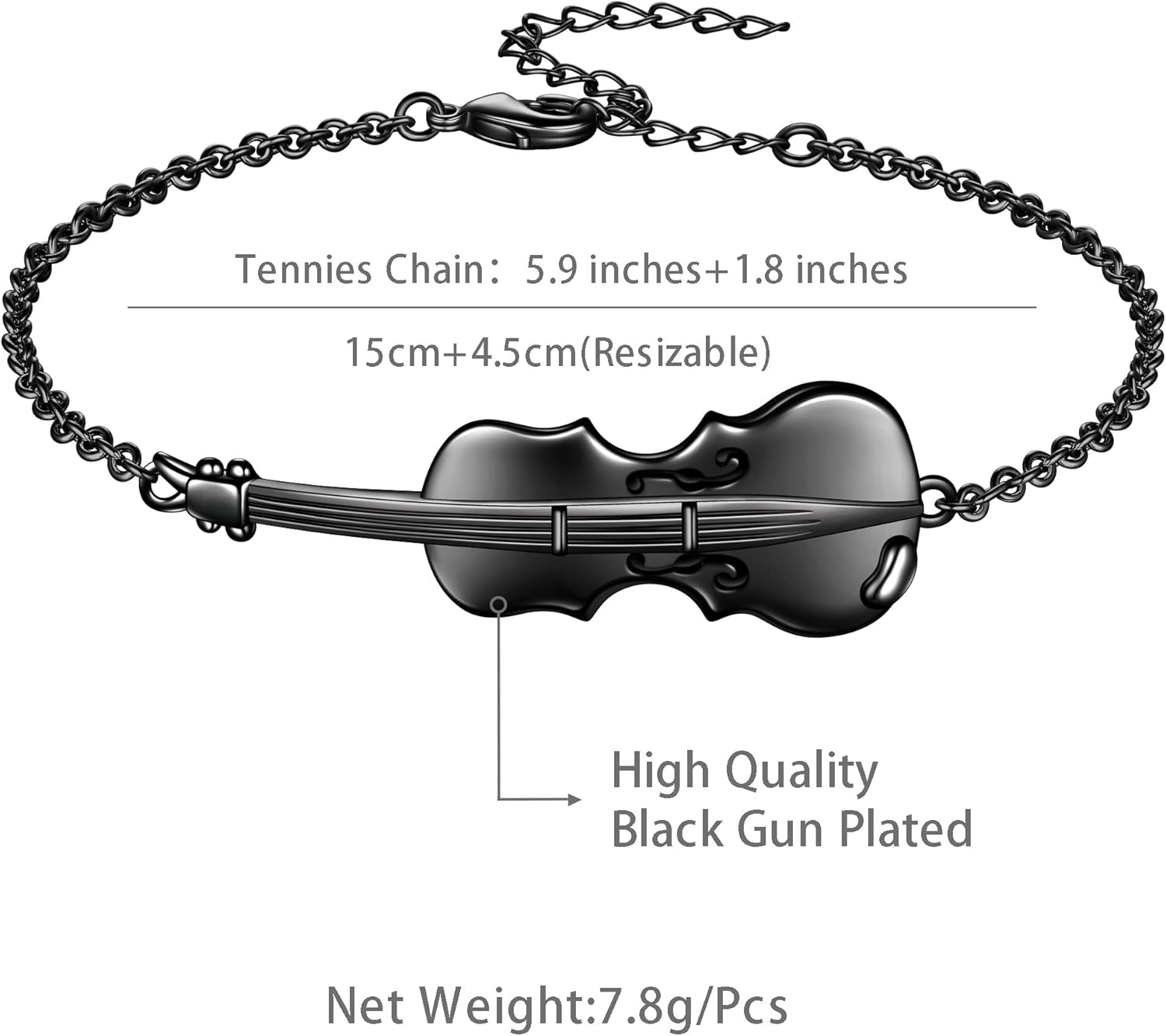 Musical Guitar Adjustable Bracelets Sliver/Black Gun Plated with Music Note Bracelets Jewelry for Music Lover Men and Women KB0030 - Image 6