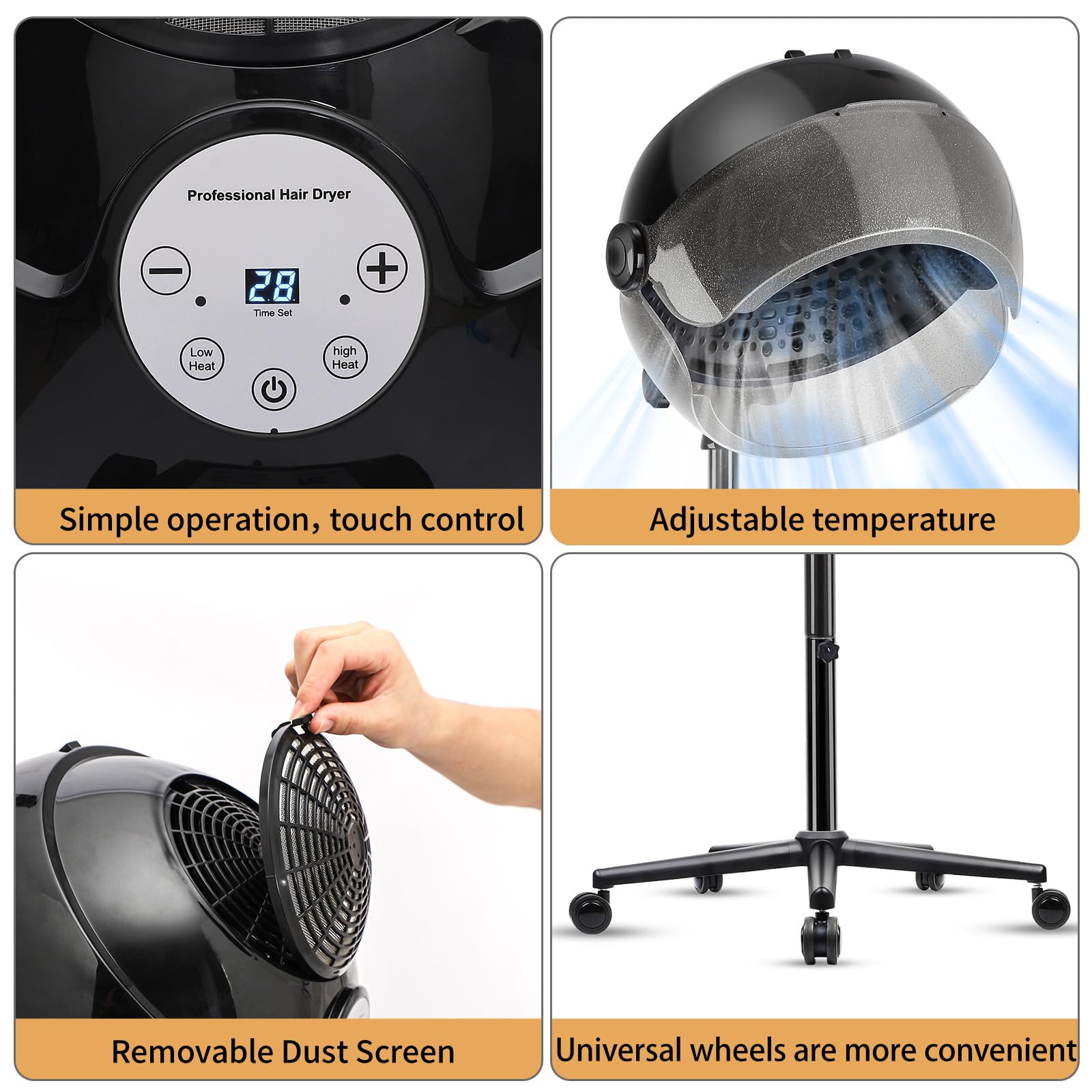 Amazon.com : Hooded Hair Dryer, Standing Hair Dryer on Wheels, Sit