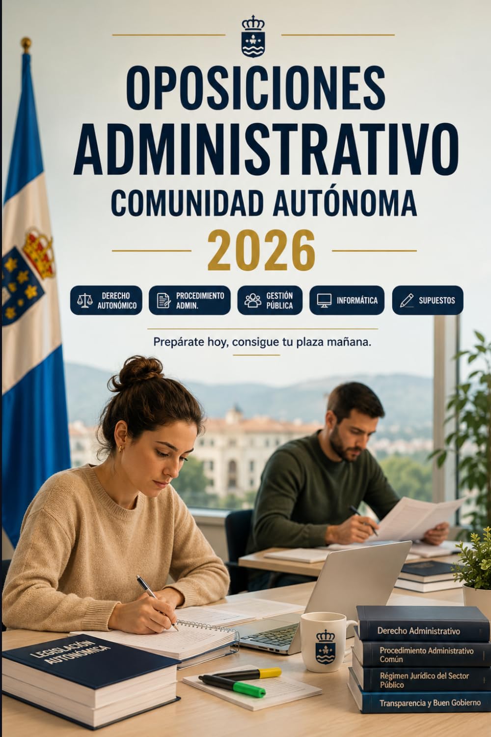 Oposiciones Auxiliar Administrativo Comunidad Autónoma 2026: Instituciones autonómicas, derecho administrativo, informática, atención ciudadana, psicotécnicos, test y simulacros