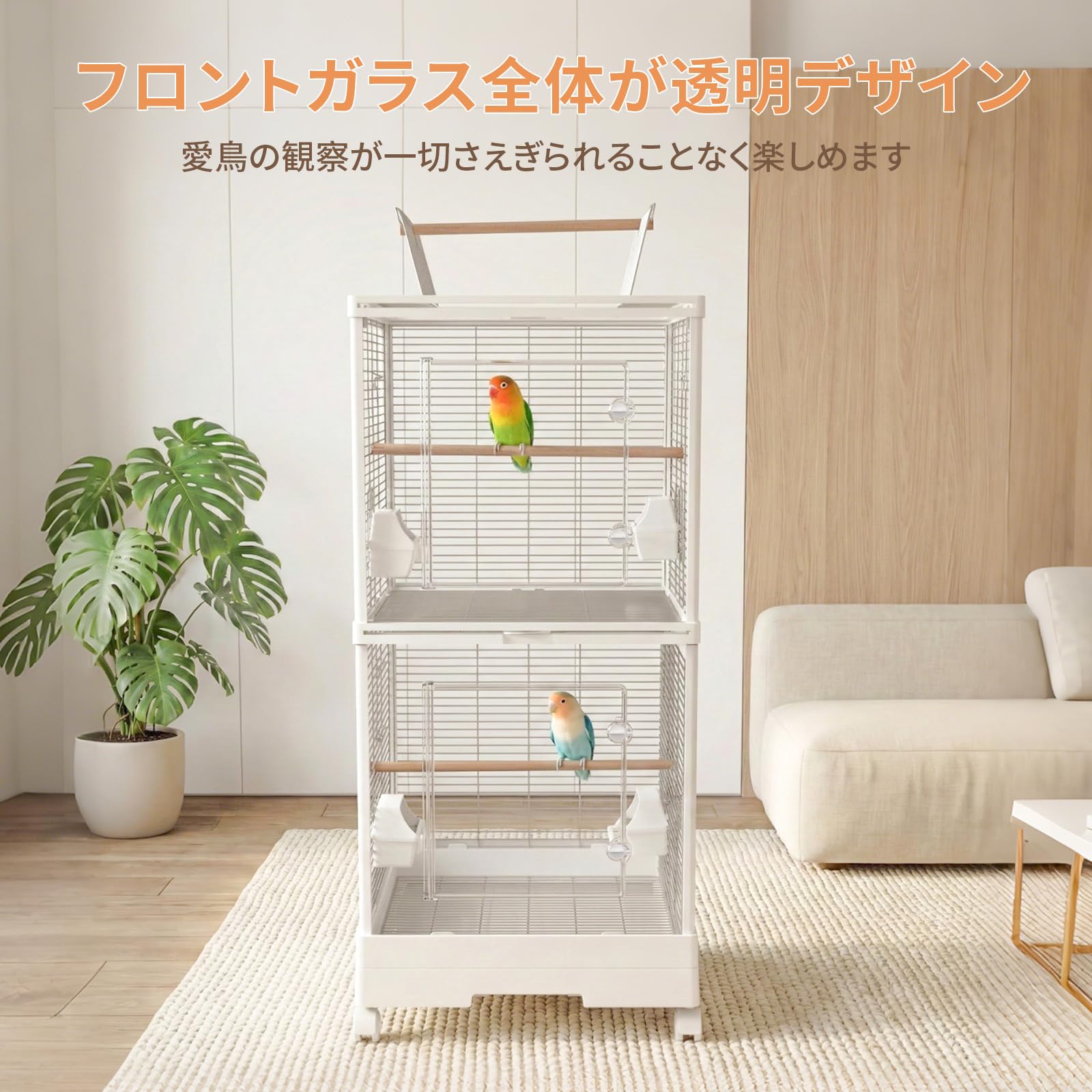 Amazon | Ruexue ステンレス バードケージ 二段 【モダンな部屋に