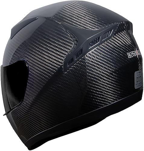 Miniatura 4 de Casco cerrado auténtico para motocicleta de fibra de carbono color negro, pesa solo 3.2 lb