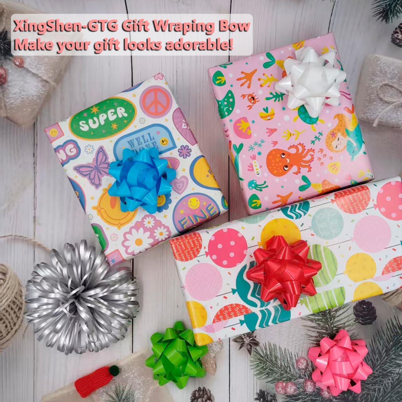 36pcs Gift Wrap Bow 3.5" Sparkle Star Bow Self Adhesive Gift Bows for Wedding, Basket Packaging, Party Decorations, Christmas, Birthdays, Holidays etc - Image 3