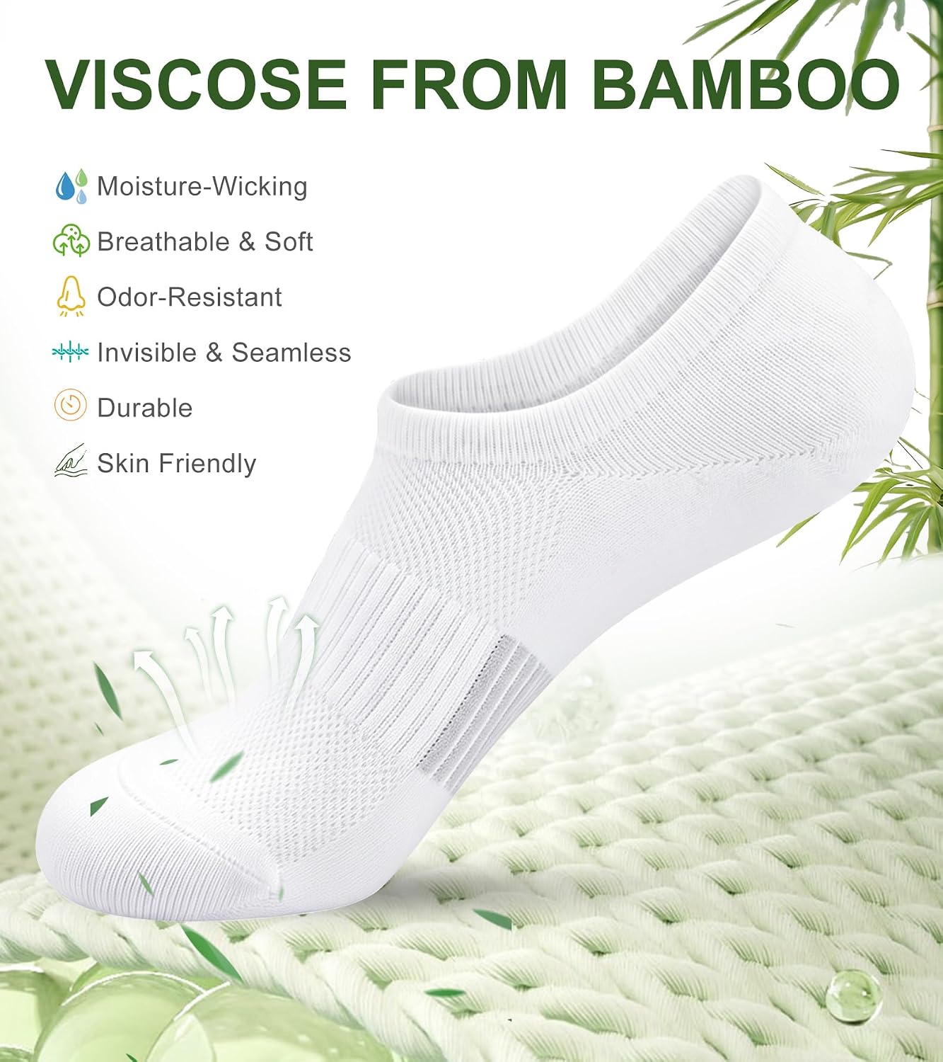 No Show Socks Men, Rayon from Bamboo Low Cut Thin Ankle Short Footies Non Slip Seamless Socks for Sneakers 6 Pairs