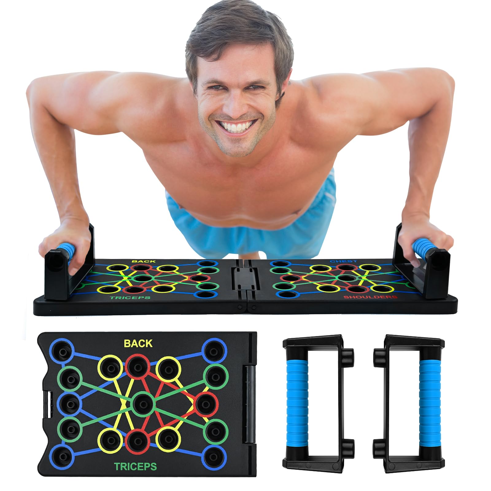 ROYUEXT 24-In-1 Foldable Push Up Board Multi-function Push Up Bars, Pushup Stand, Strength Training for Effectively Exercise the Muscle of the Upper Body Shoulders,Chest,Back and Triceps
