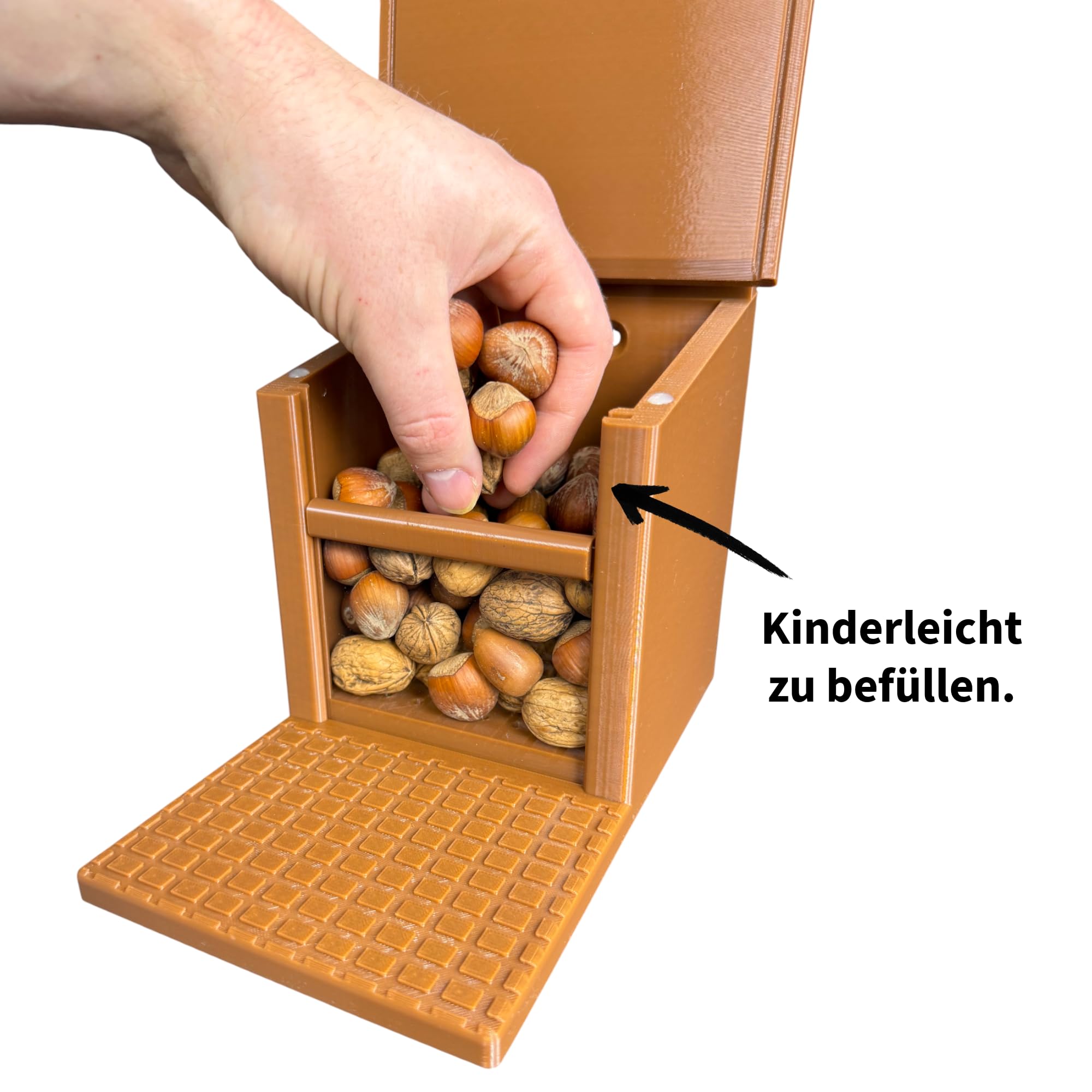 Eichhörnchen-Futterhaus – absolut witterungsbeständig, tierfreundlich, sehr langlebig und robust (komplett Braun)