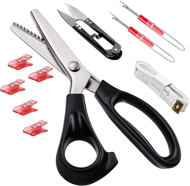 Pinking Shears Comfort Grips Professional Dressmaking Pinking Shears Crafts Zig Zag Cut Scissors Sewing Scissors,Professional Handheld Dressmaking