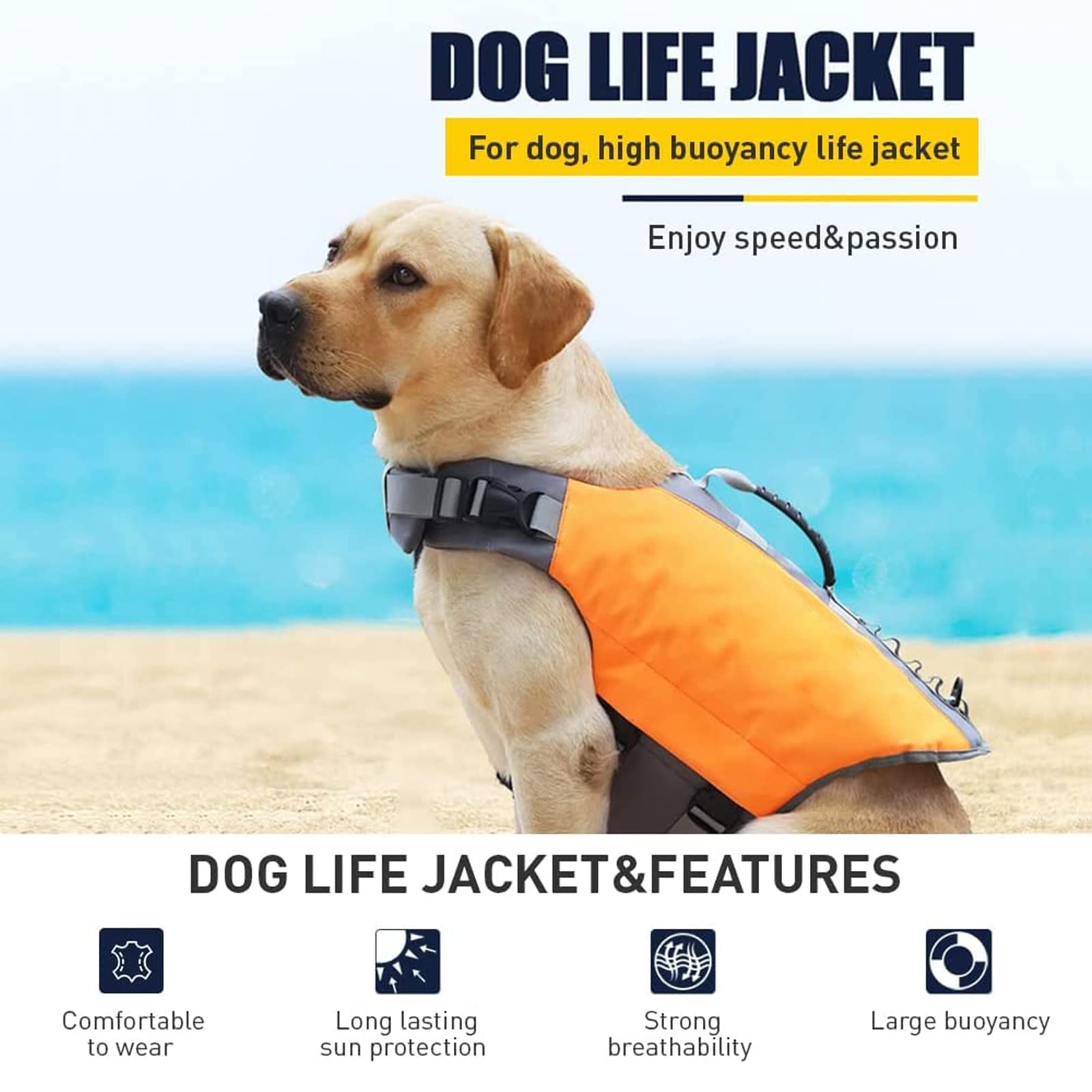 Gilet De Sauvetage pour Chien, Gilet De Sauvetage pour Chien pour La Natation, Gilet De Sécurité en Tissu Oxford Réglable avec Flottabilité Élevée Et Poignée De Sauvetage Durable,Orange,XL