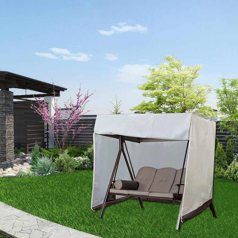Copertura Impermeabile Per Dondolo Da Giardino 2 Posti – 160x125x170 Cm, Poliestere 420D, Antivento, Antipioggia, Con Cerniera E Lacci, Borsa Trasporto Inclusa