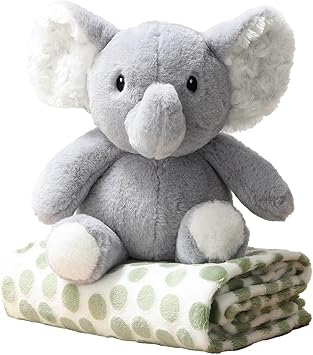 The Peanutshell Blanket Gift Set, Ellie Plush Elephant Stuffed Animal Toy for Boys, Girls, Cute Elephant Plushies, Animal Plush Toys, Small Blanket,Best Baby Shower,Toddler, Kids, Birthday, Christmas