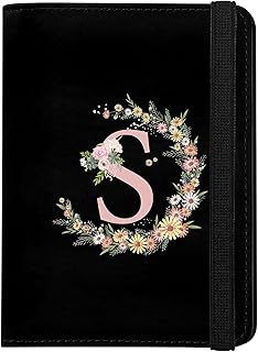 Cute Passport Holder and Holder Combo Passport Cover with RFID Blocking Women Men Compatible Wallet Credit Card Protector（Initial Monogram-S）
