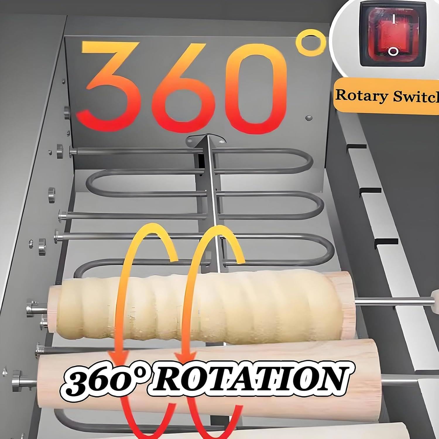 3000W/6000W Forno a Camino per Dolci Commerciale,tostapane per panetterie e pasticcerie,manopola,50-300℃ Regolabile,Perfetto per Coni Gelato, Toast e Waffle 8pcs